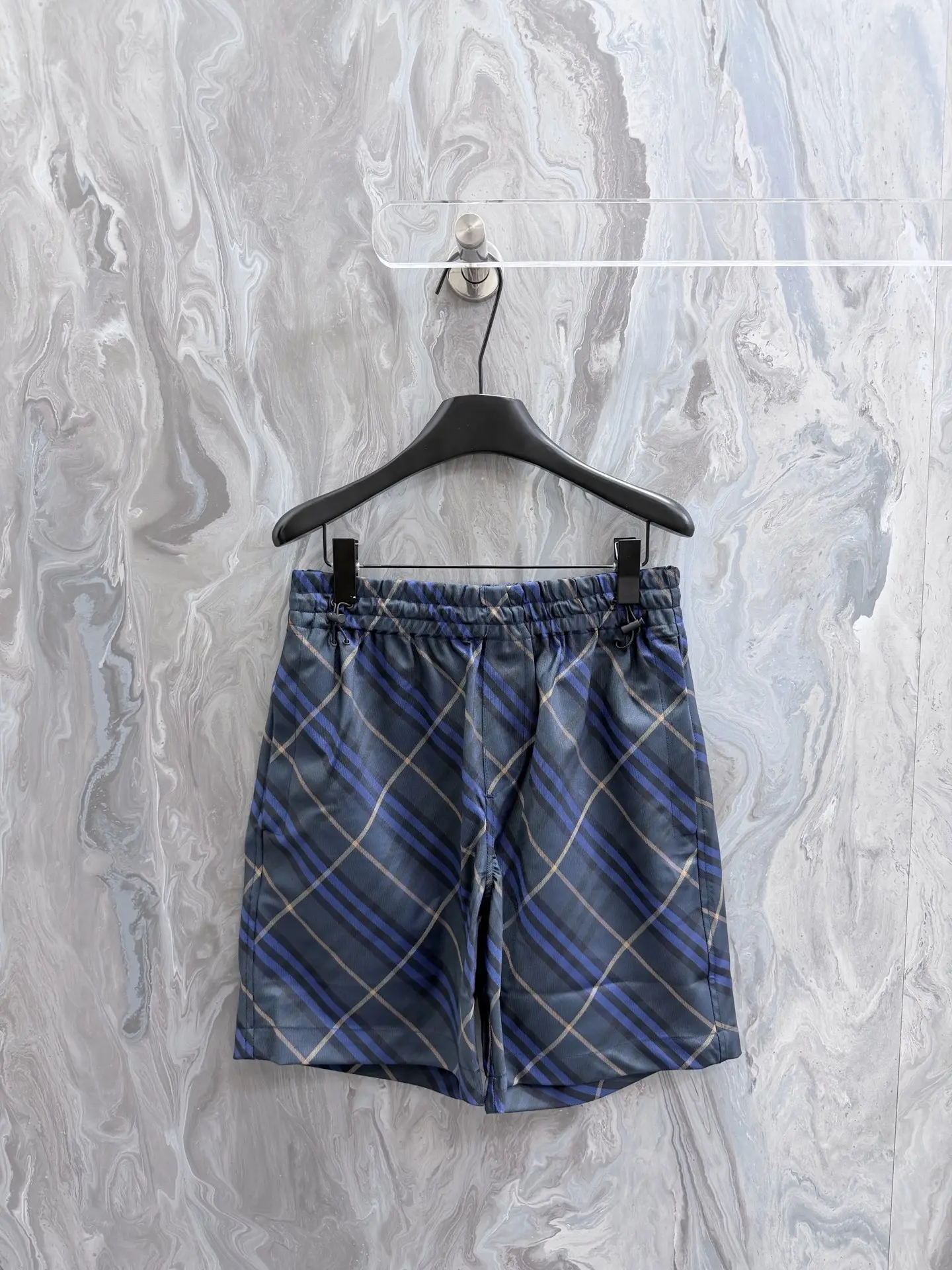 Check Twill Drawstring Shorts D25019137