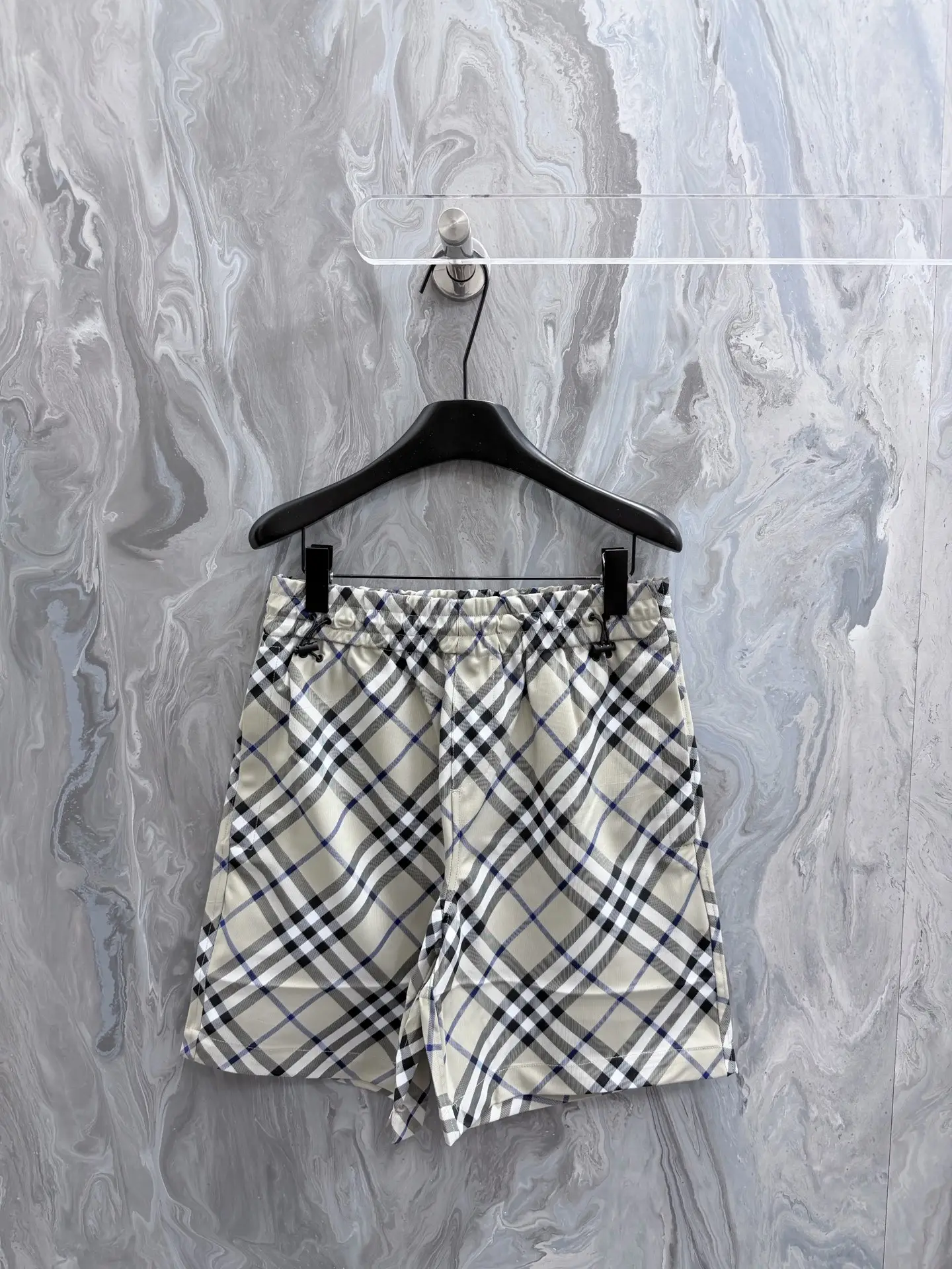 Check Twill Drawstring Shorts D25019138
