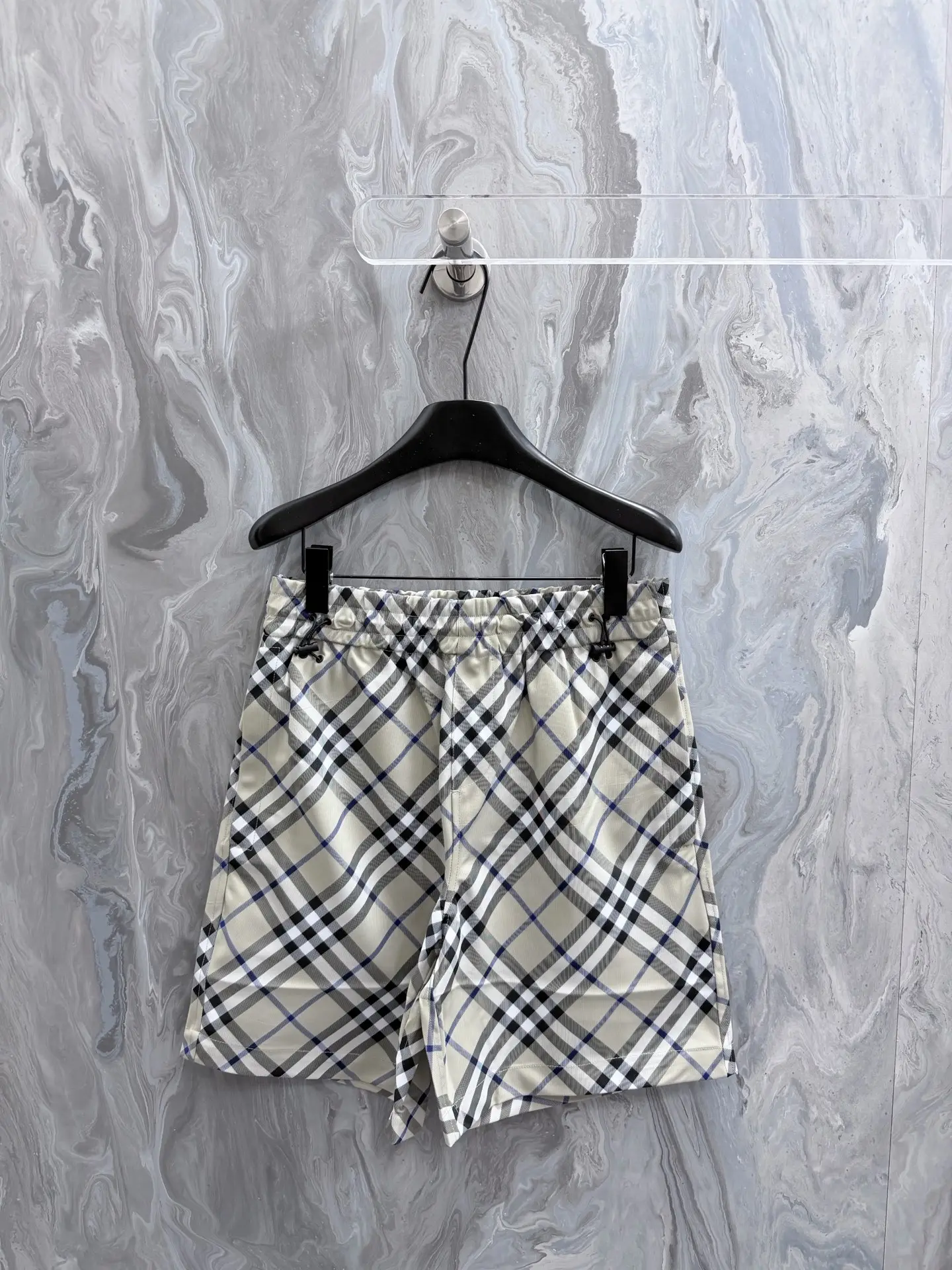 Check Twill Drawstring Shorts D25019138