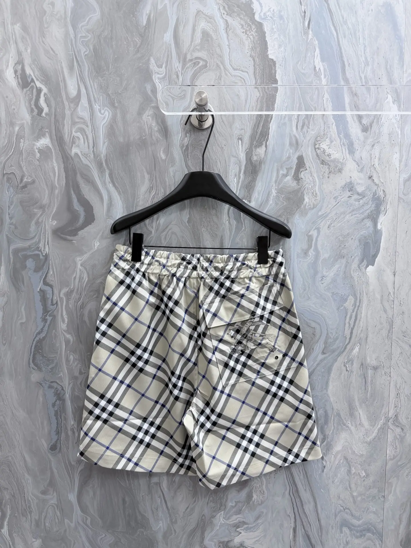 Check Twill Drawstring Shorts D25019138 — view 2