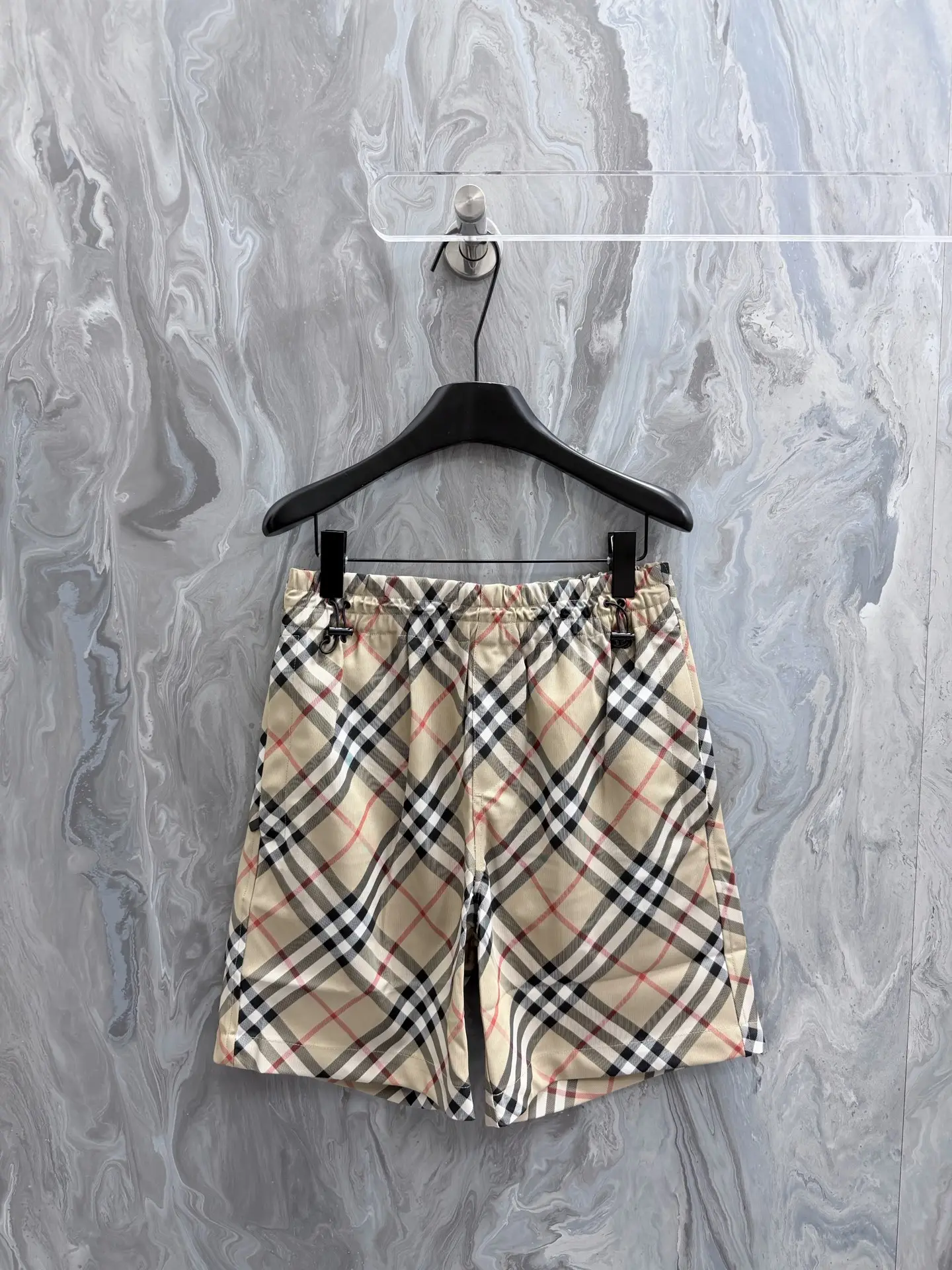 Check Twill Drawstring Shorts D25019139
