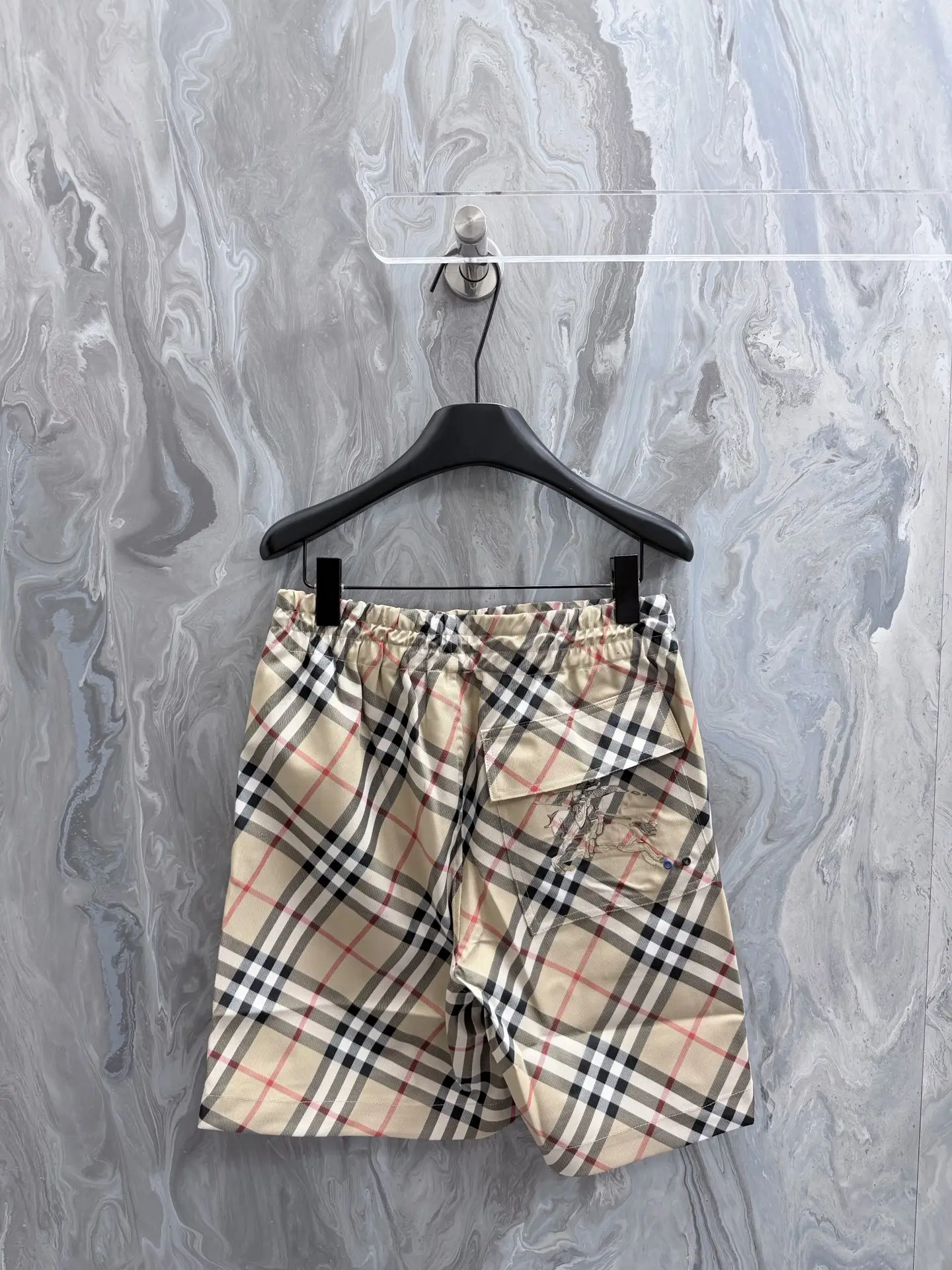 Check Twill Drawstring Shorts D25019139 — view 2
