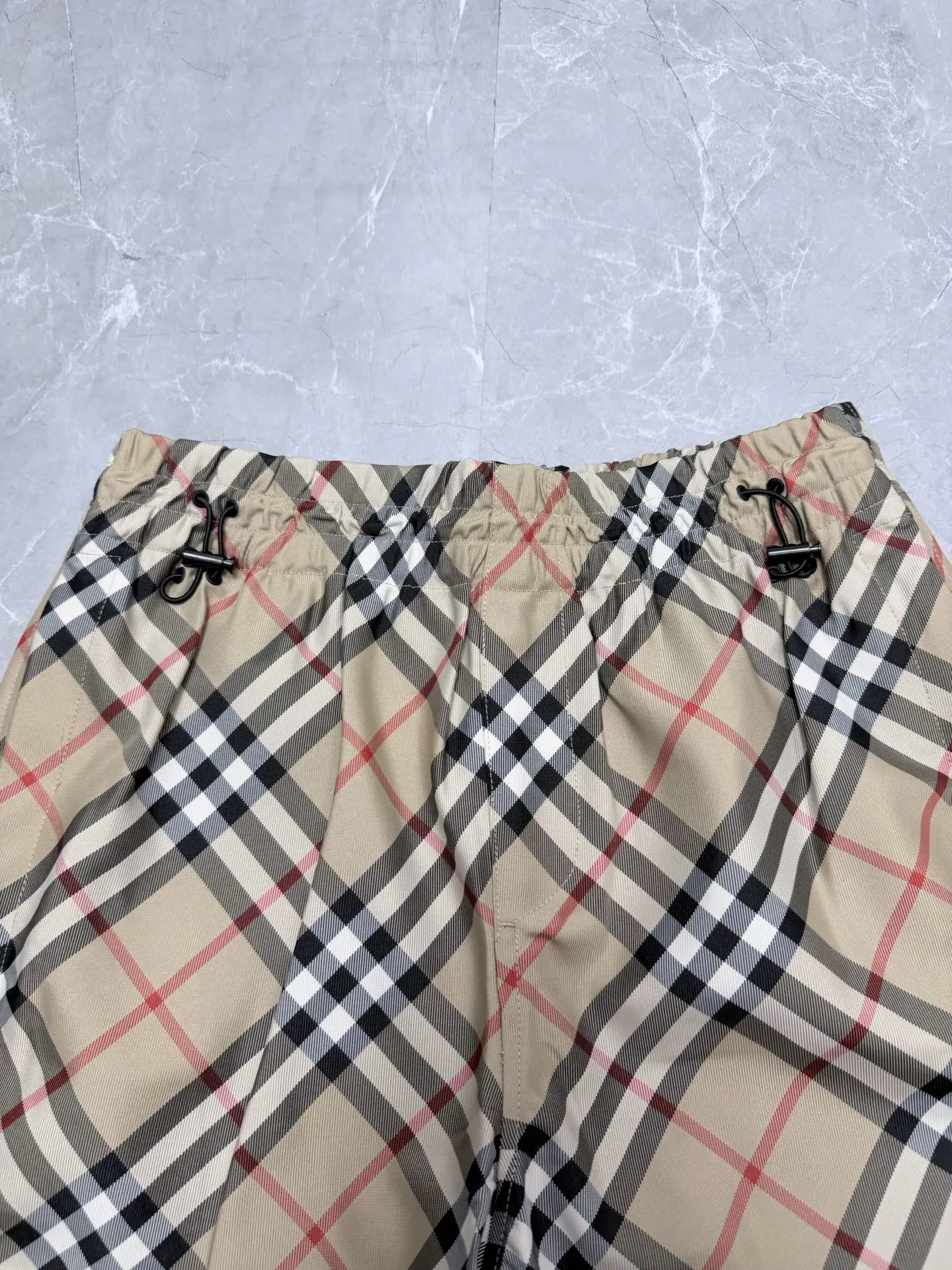 Check Twill Drawstring Shorts D25019139 — view 3