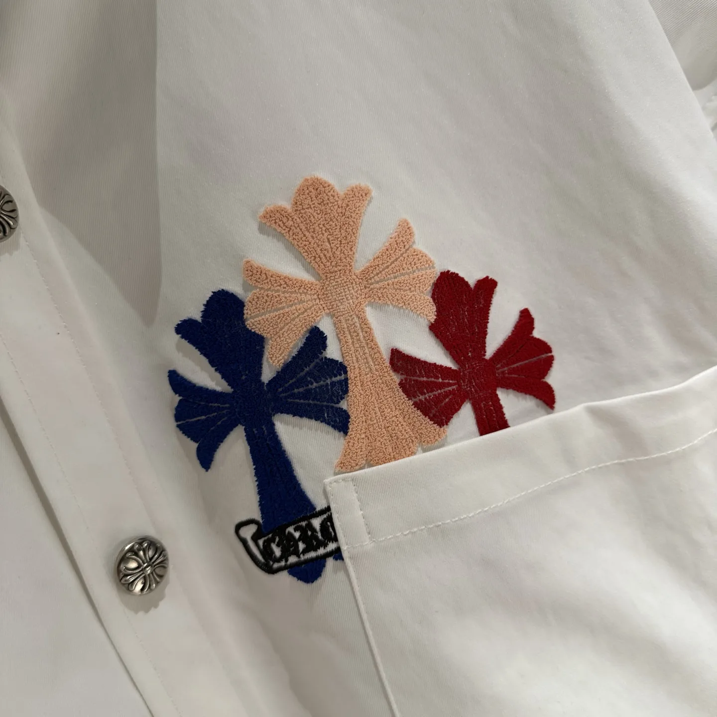 Embroidered Cross Oversized Cotton Shirt D25524972 — view 6
