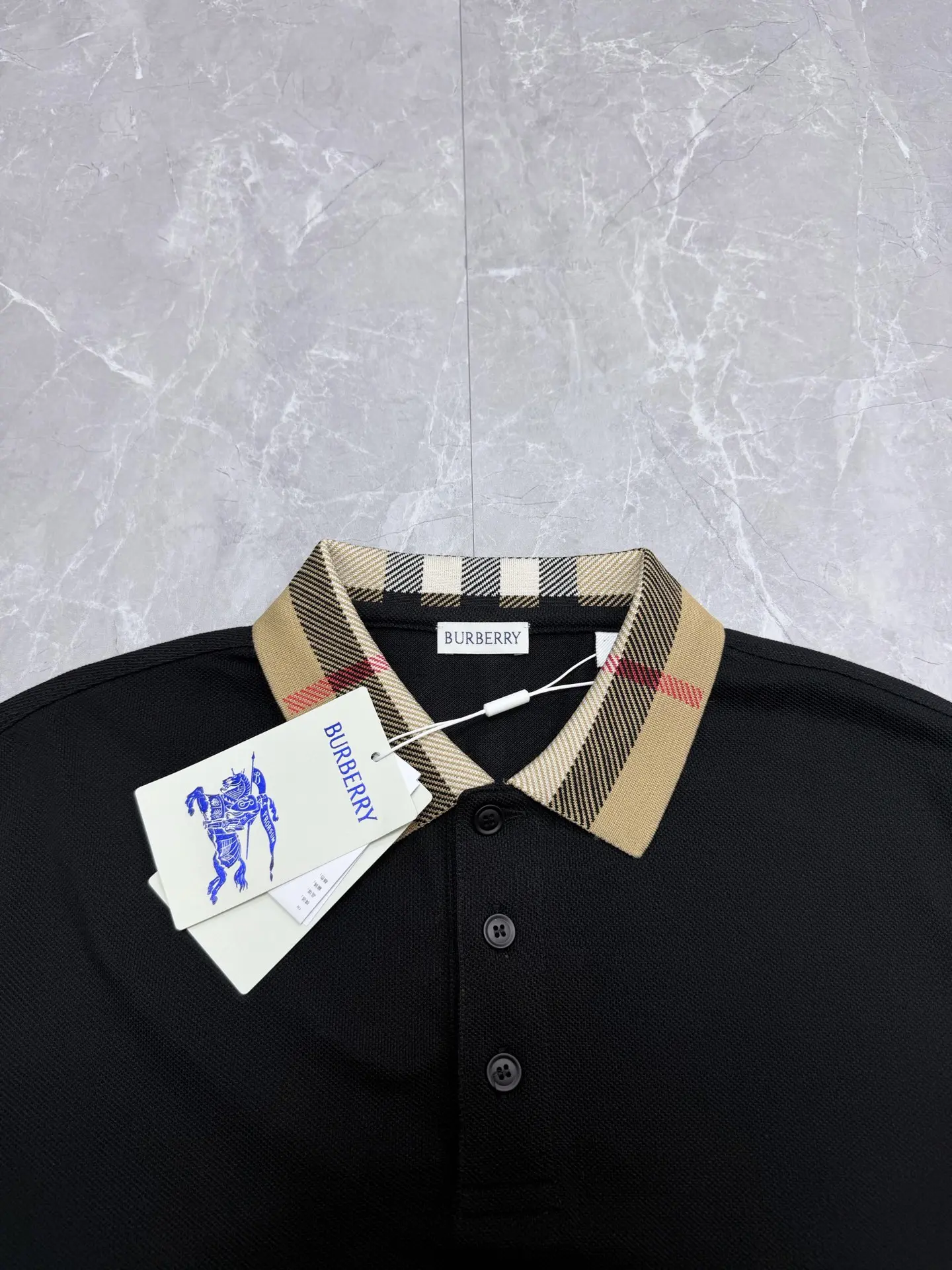 Check-Collar Long-Sleeve Polo Shirt D25519205 — view 3