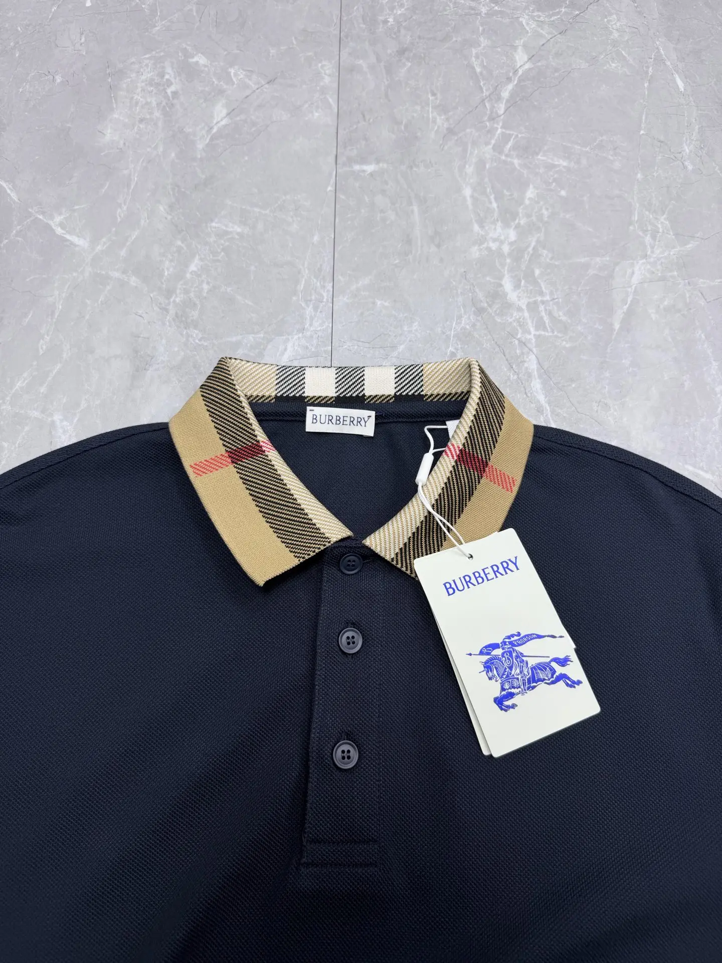 Check-Collar Long-Sleeve Polo Shirt D25519206 — view 3