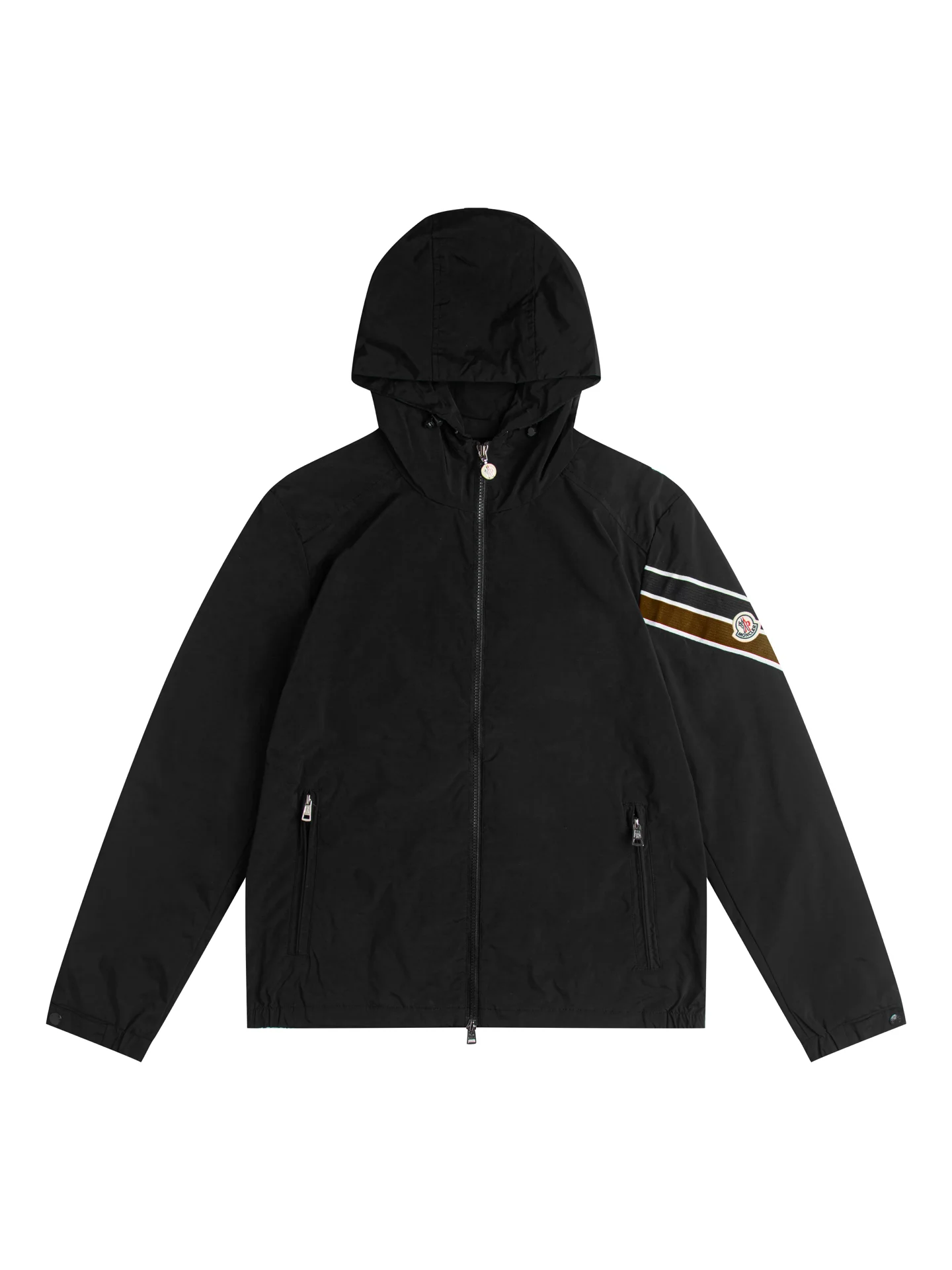Striped Webbing Hooded Windbreaker Jacket D26016318