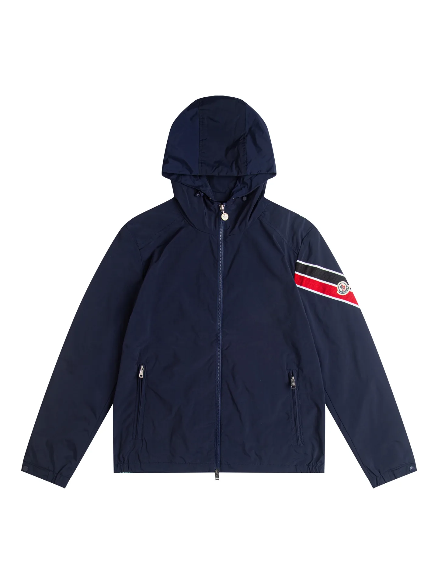 Striped Webbing Hooded Windbreaker Jacket D26016319
