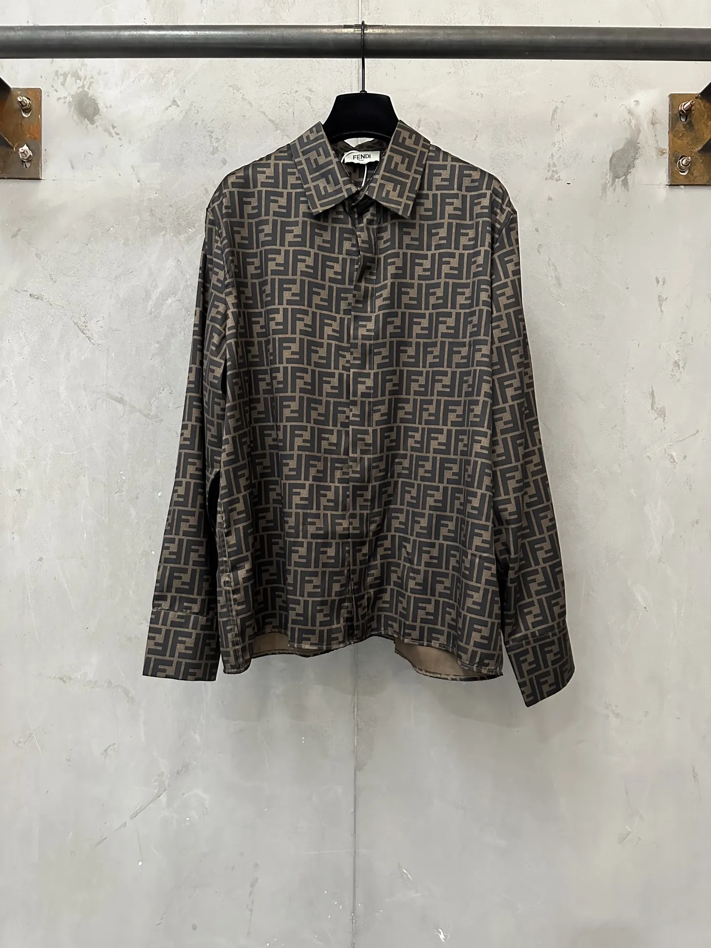 FF Monogram Silk-Blend Twill Shirt D27021778