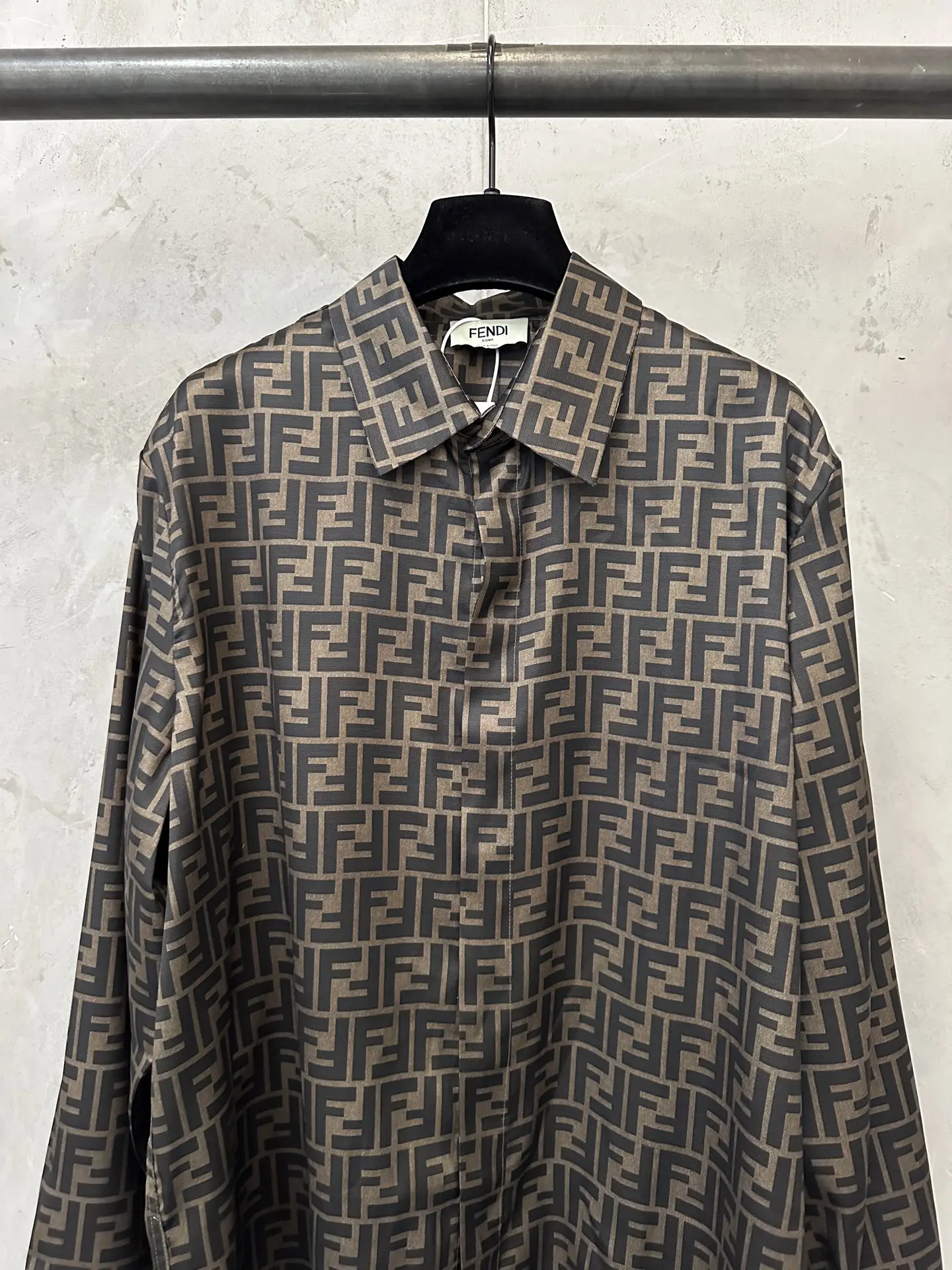 FF Monogram Silk-Blend Twill Shirt D27021778 — view 3