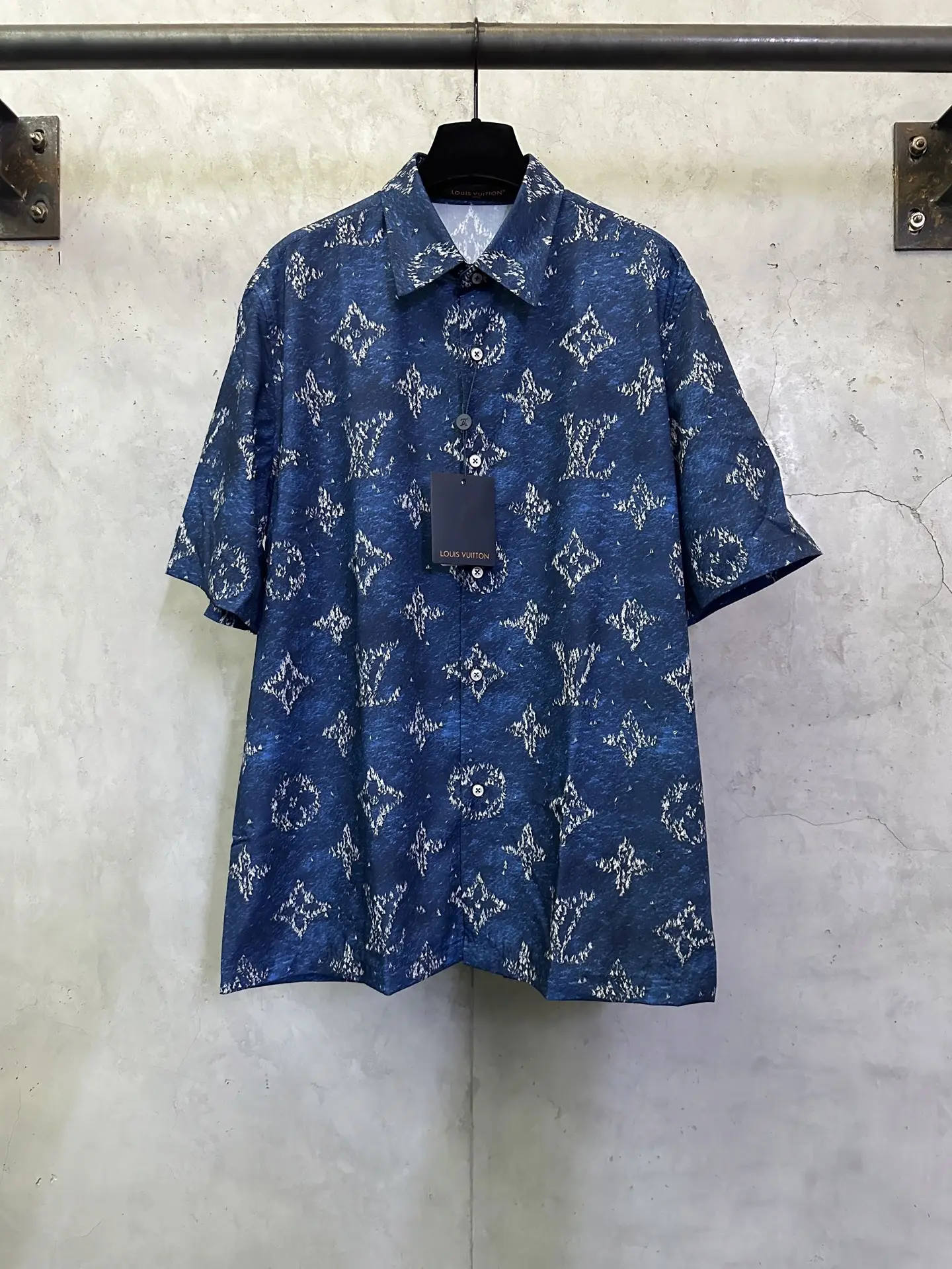 Monogram Print Cotton Poplin Short-Sleeve Shirt D27012786