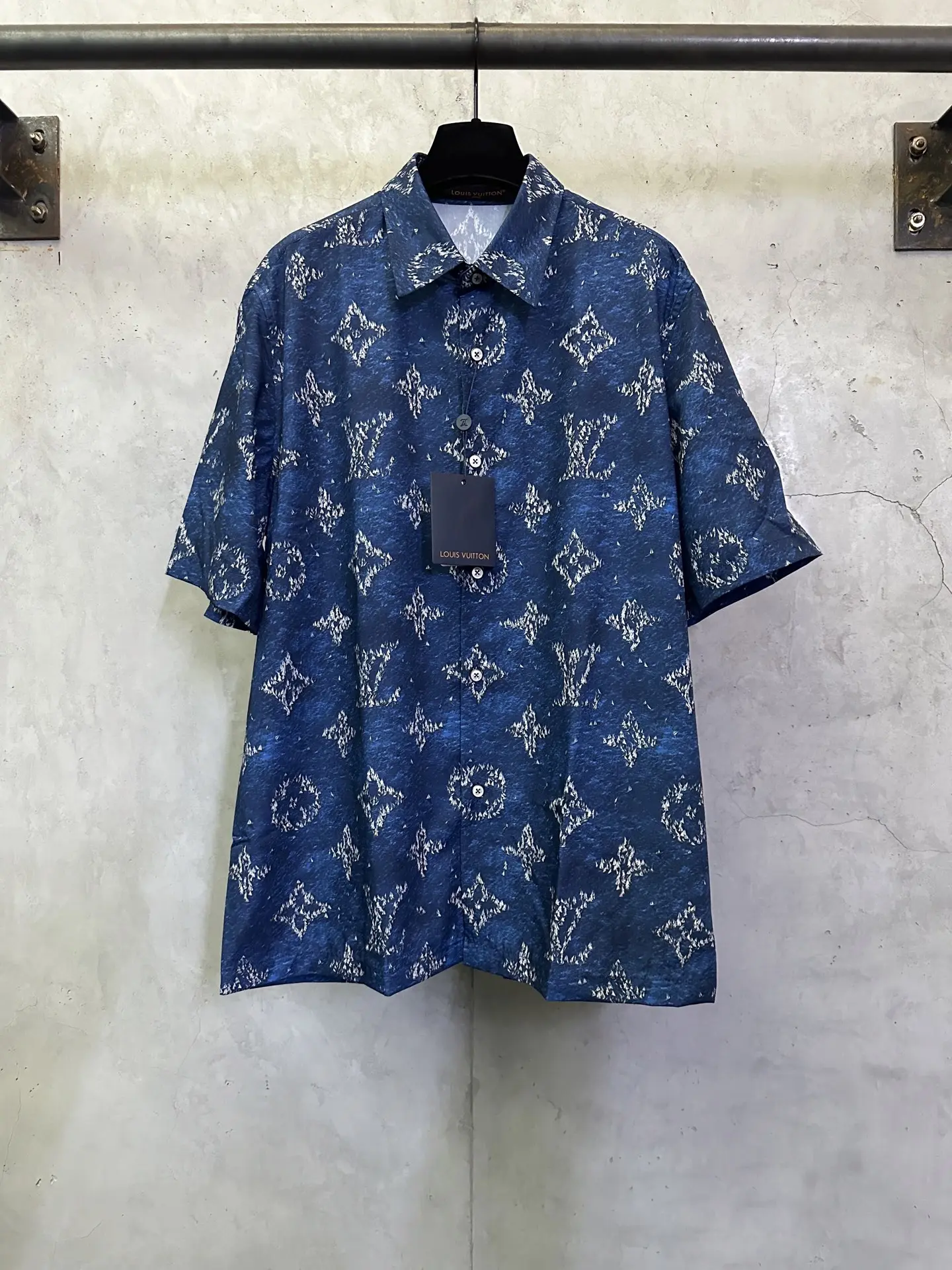 Monogram Print Cotton Poplin Short-Sleeve Shirt D27012786