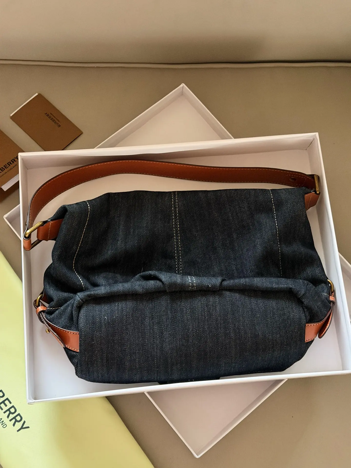 Denim Shoulder Bag with Leather Trim D27017811 — view 7