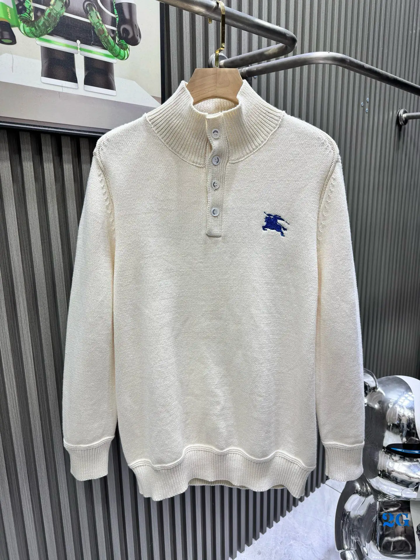 Embroidered Logo Half-Button Knit Sweater D27014546