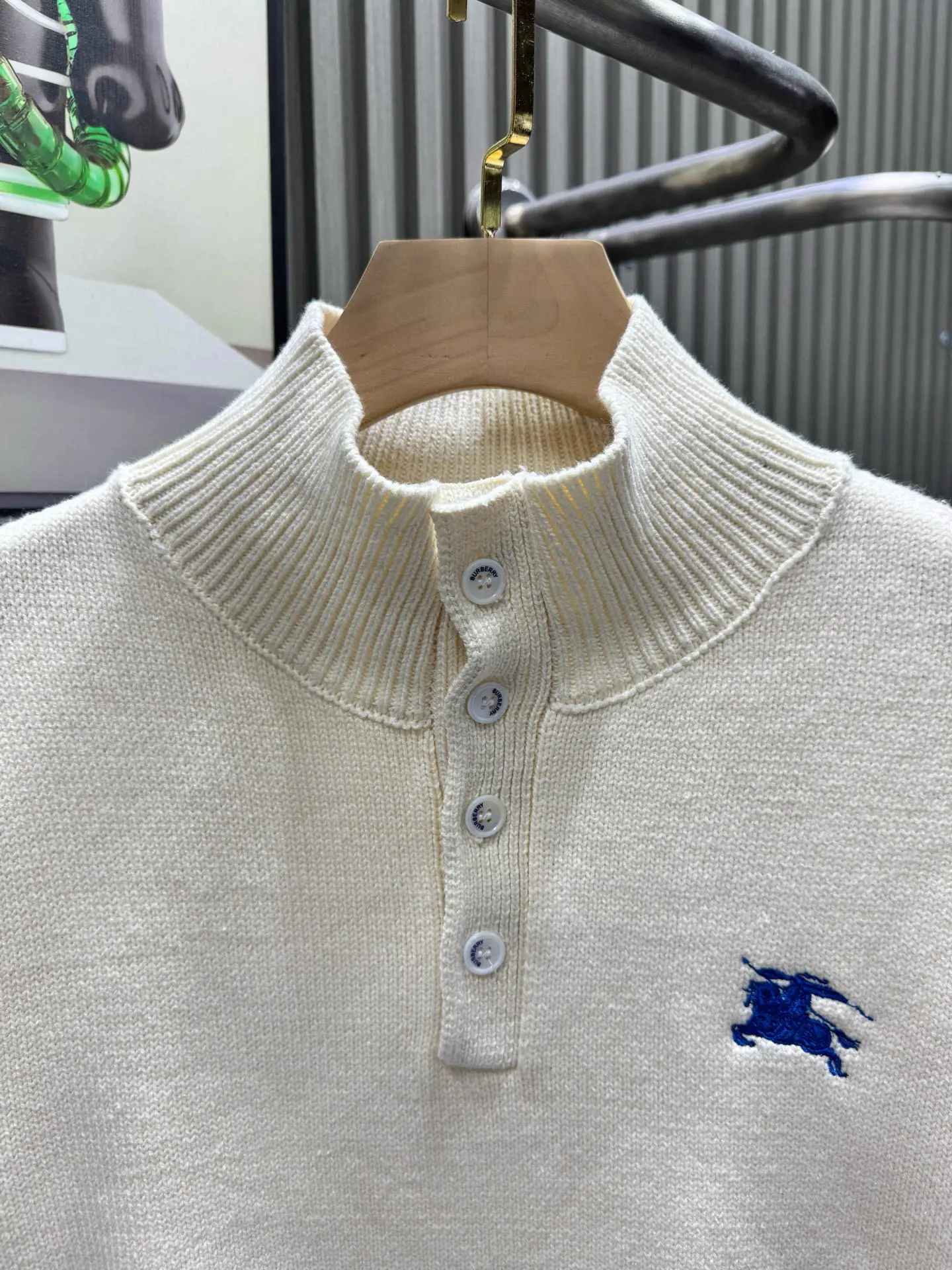 Embroidered Logo Half-Button Knit Sweater D27014546 — view 3