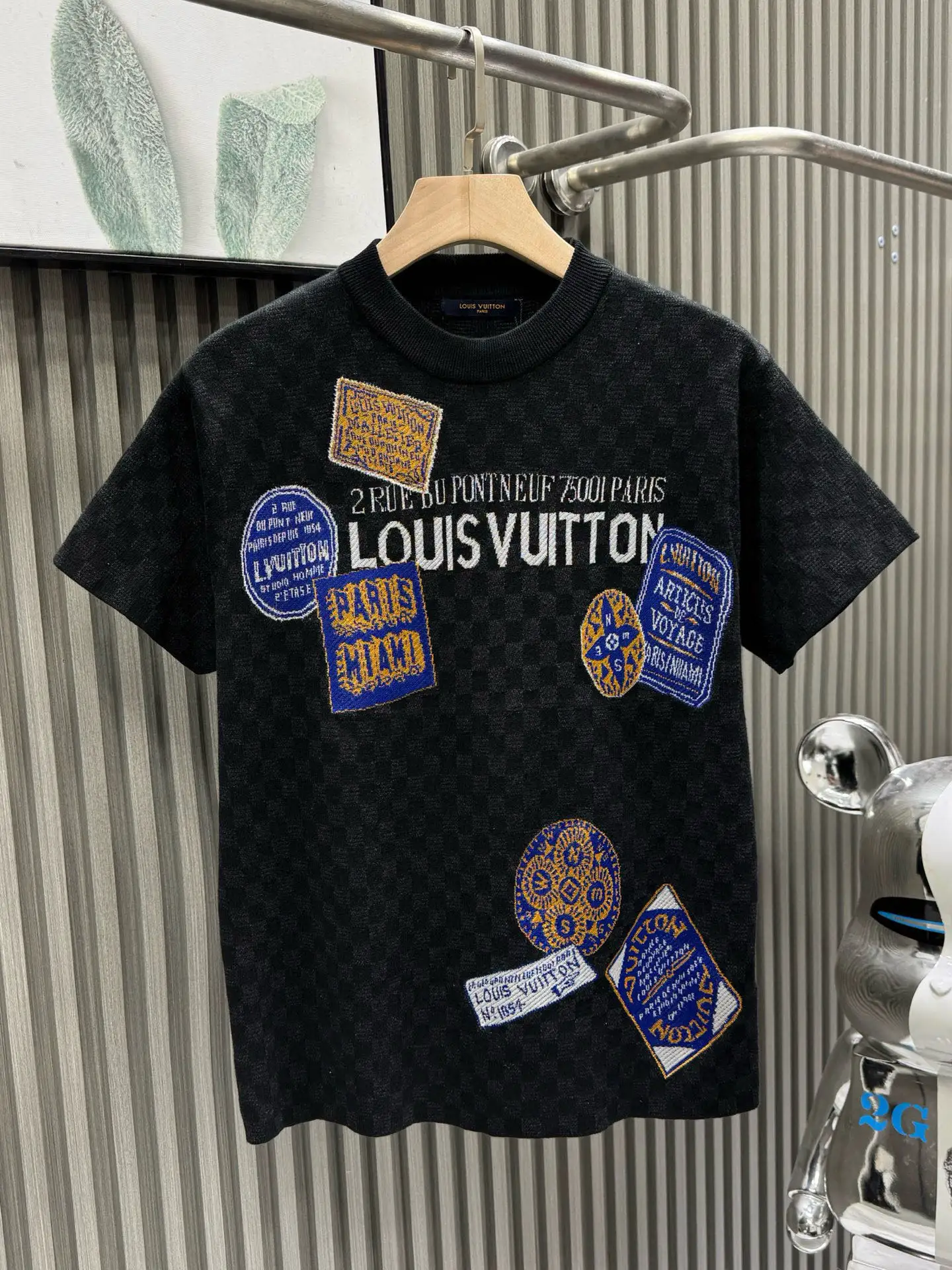 Damier Jacquard Patch Knit T-Shirt D27014532