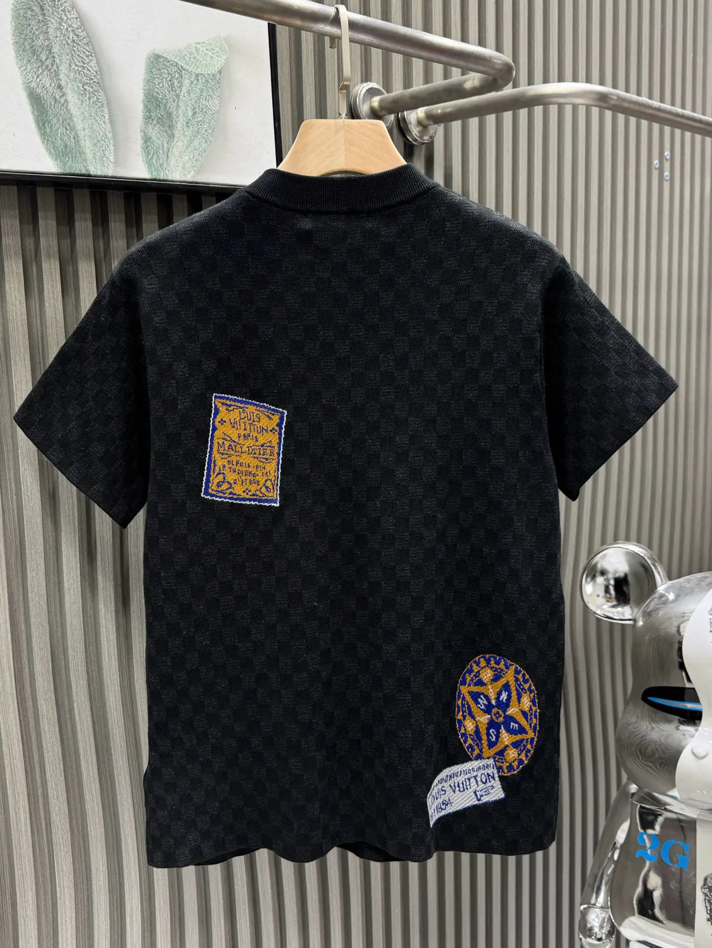 Damier Jacquard Patch Knit T-Shirt D27014532 — view 2