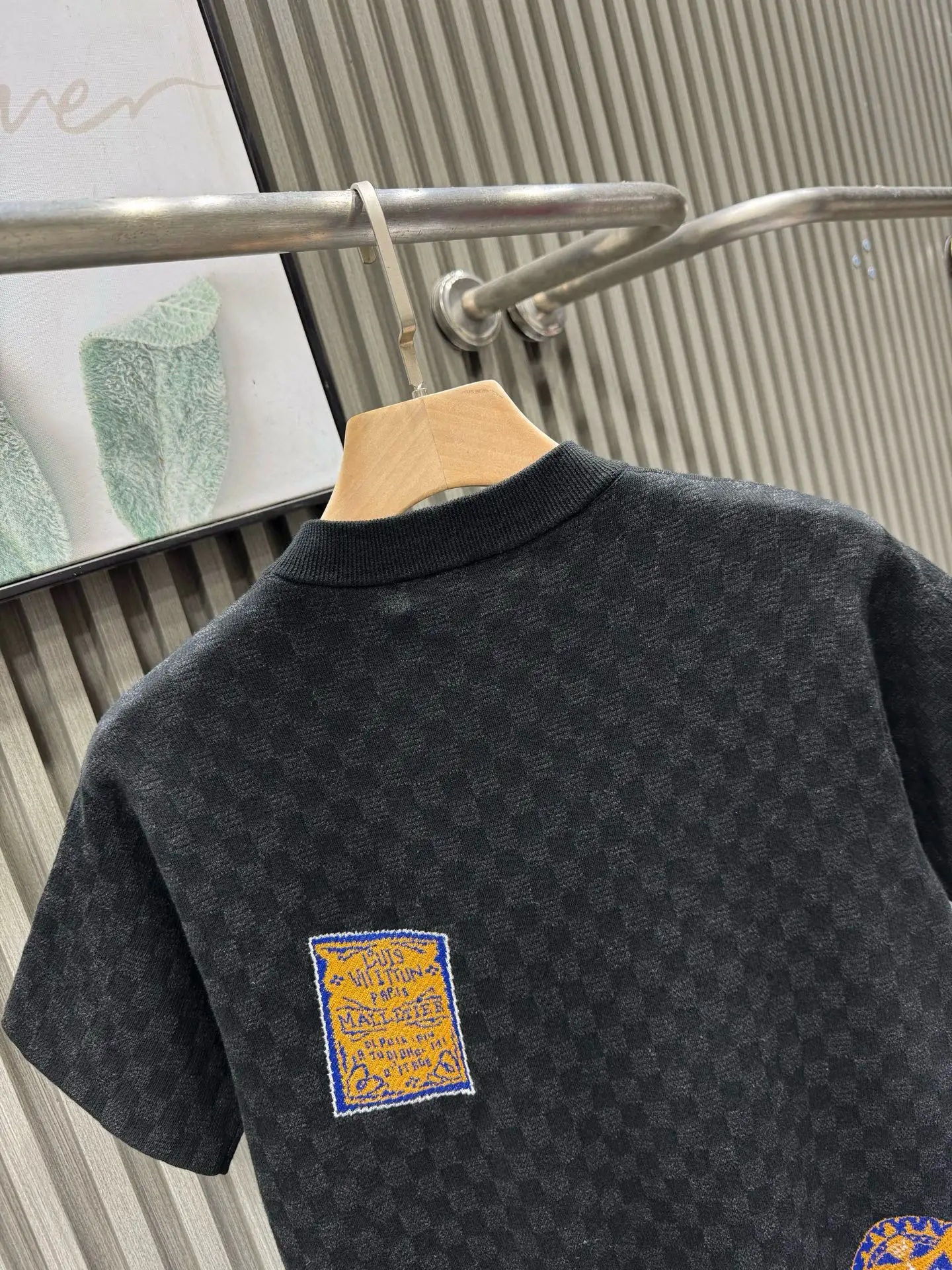 Damier Jacquard Patch Knit T-Shirt D27014532 — view 4