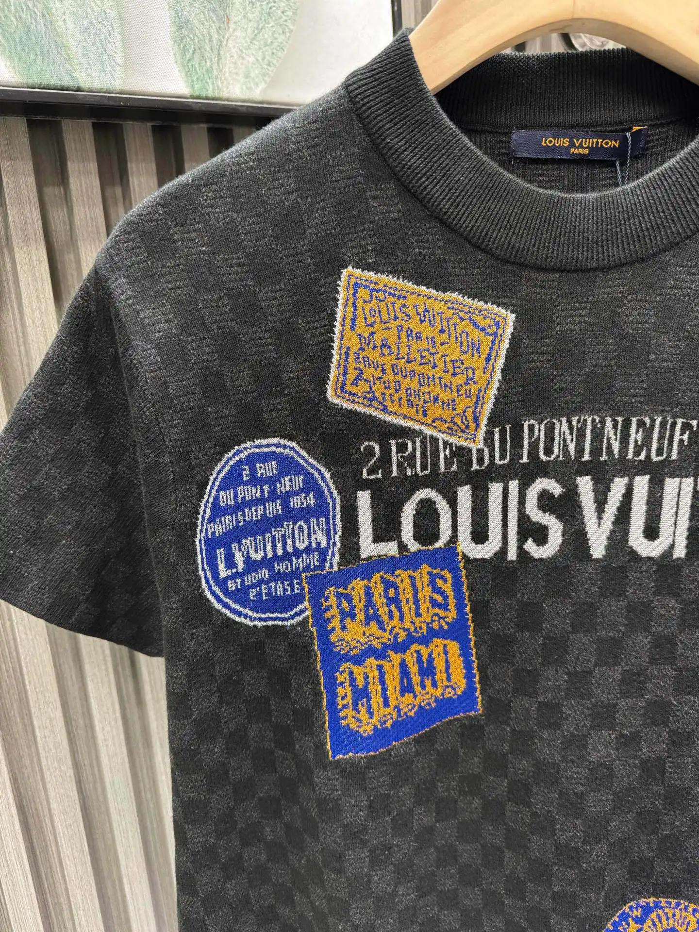 Damier Jacquard Patch Knit T-Shirt D27014532 — view 6
