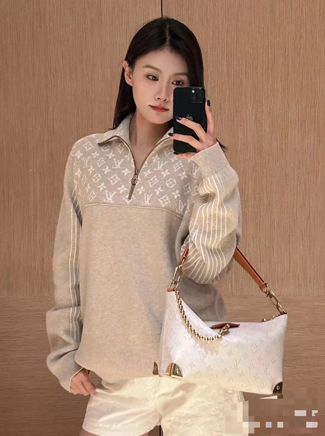 Monogram Jacquard Half-Zip Wool Sweater D27516400 — view 5