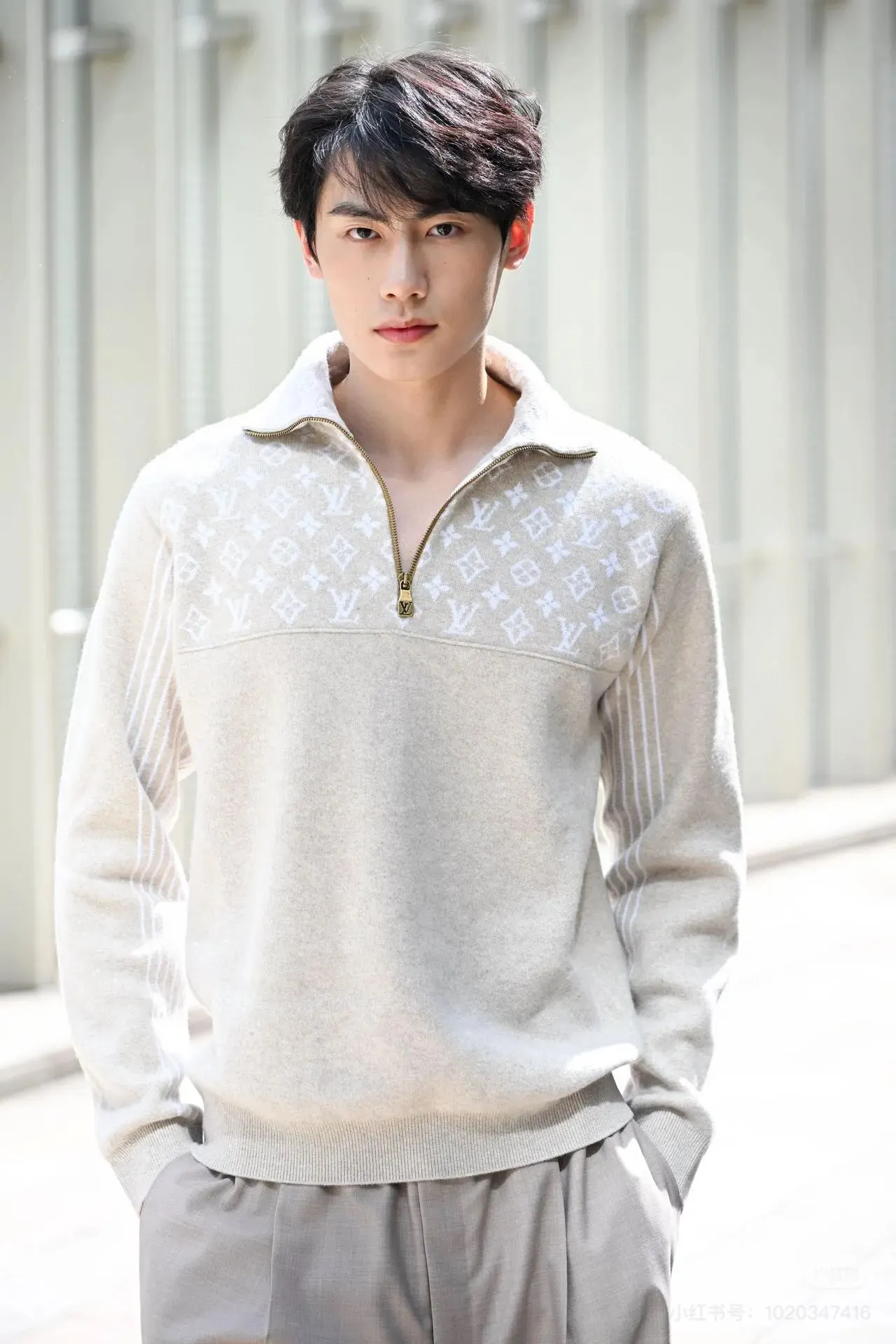 Monogram Jacquard Half-Zip Wool Sweater D27516400 — view 6