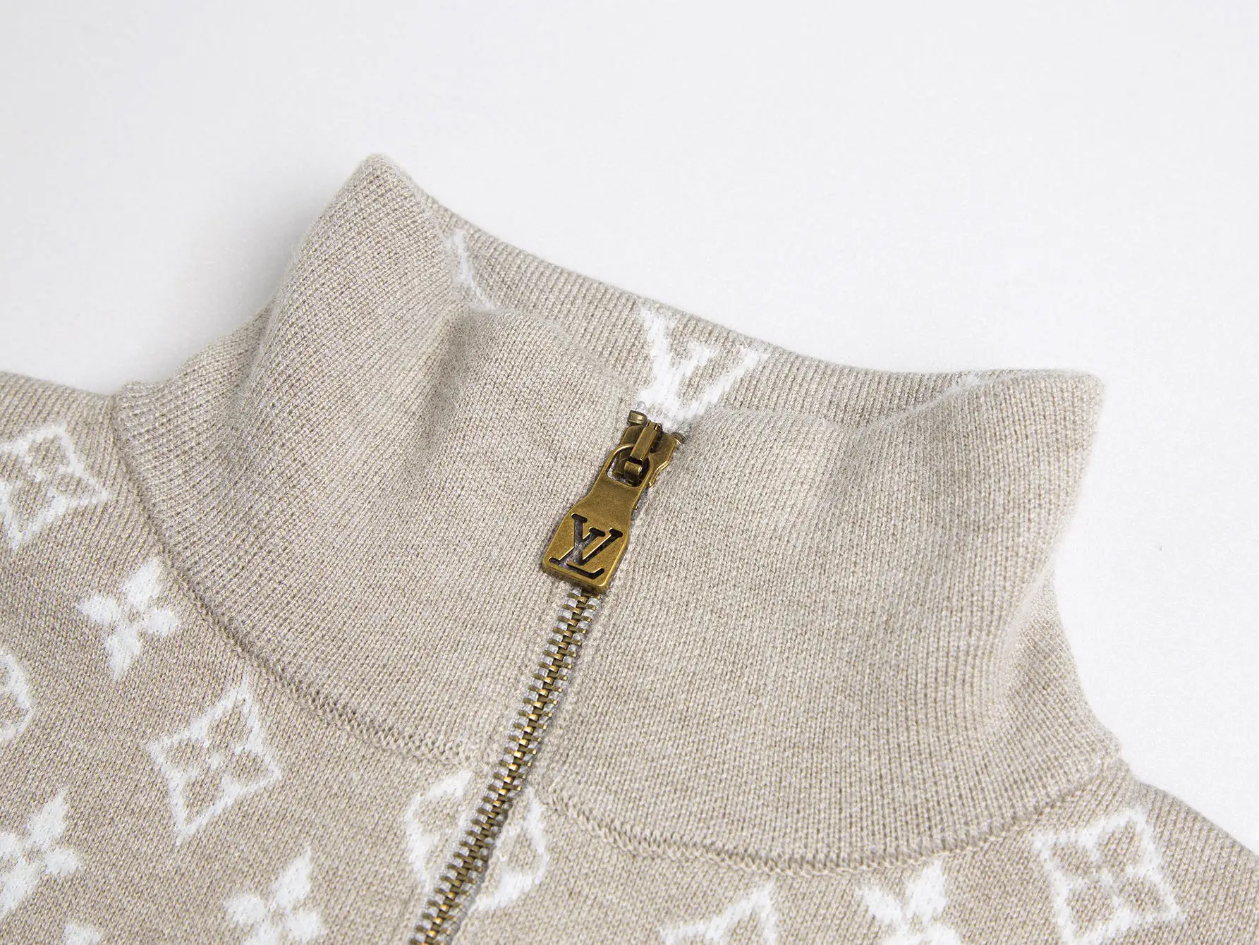 Monogram Jacquard Half-Zip Wool Sweater D27516402 — view 4