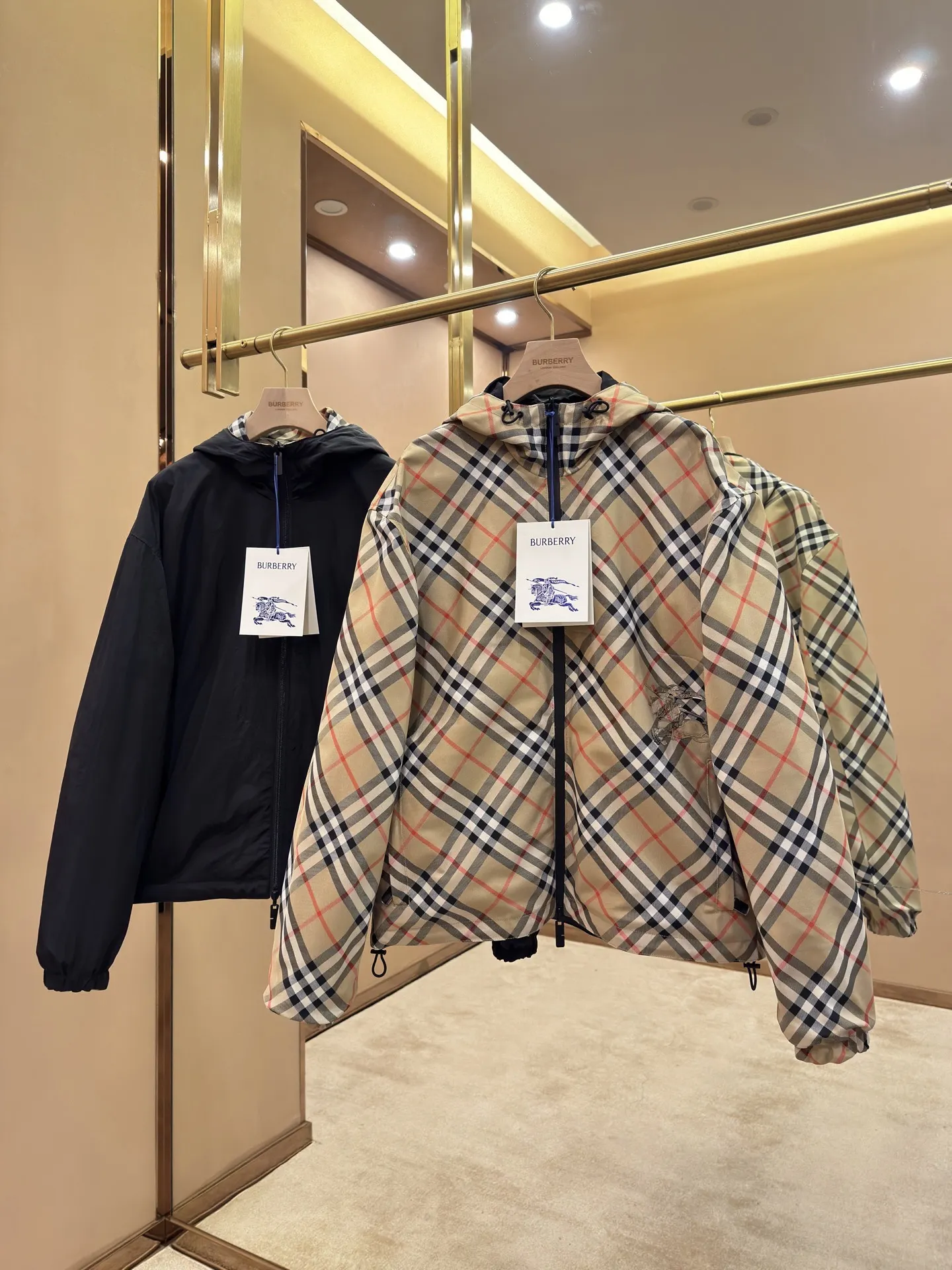 Reversible Check Hooded Jacket D27516405