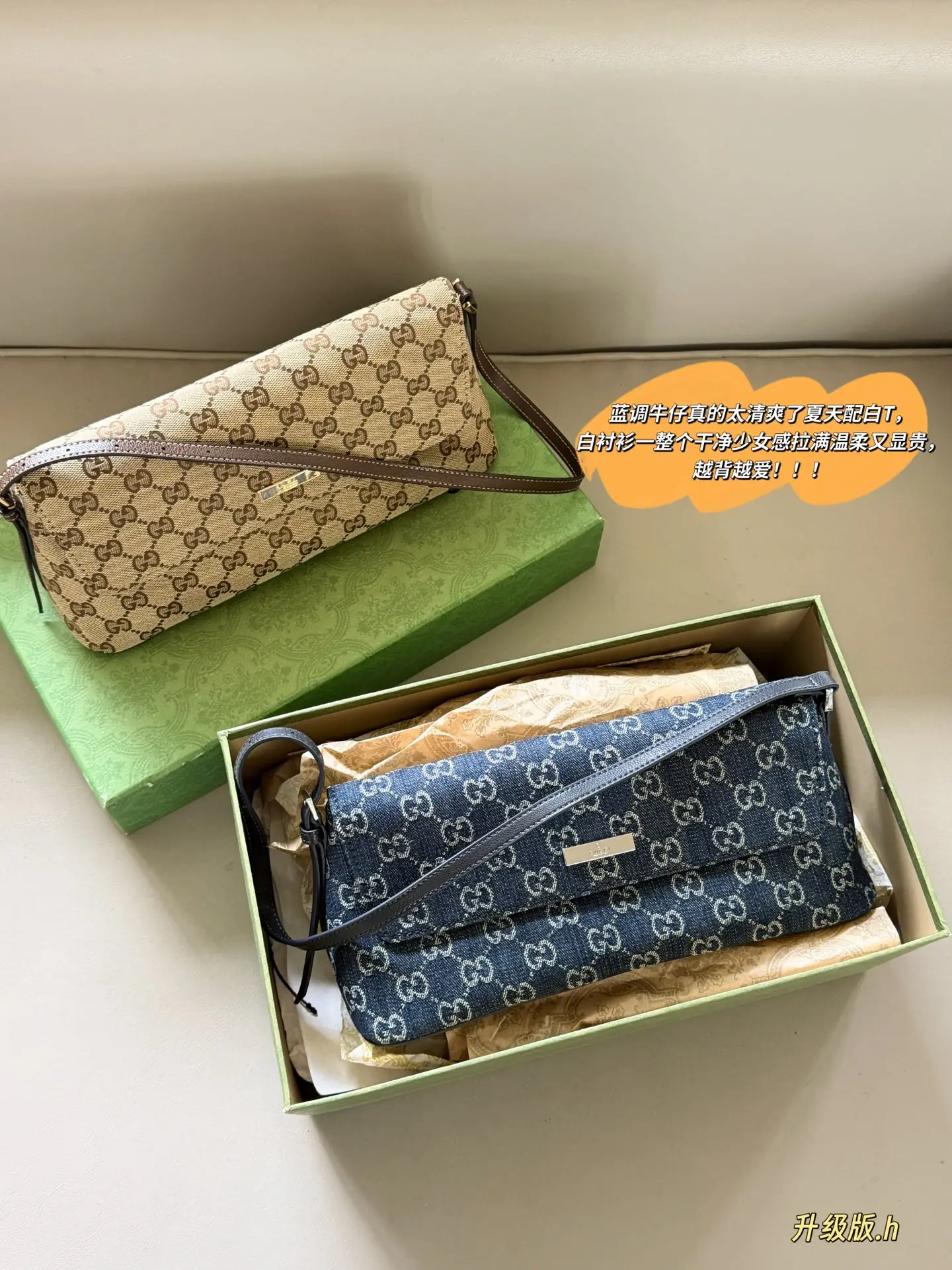 GG Monogram Denim Shoulder Bag D28017841