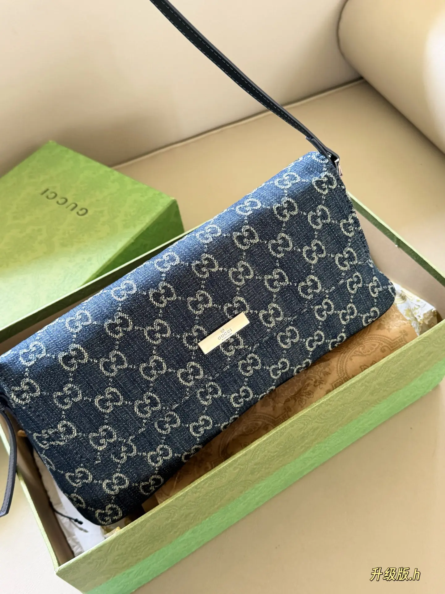 GG Monogram Denim Shoulder Bag D28017841 — view 3
