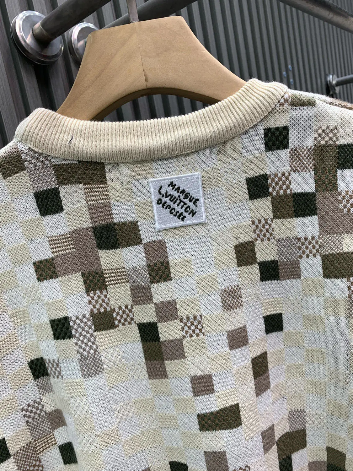 Damier Camouflage Intarsia Cotton Sweater D28014548 — view 4