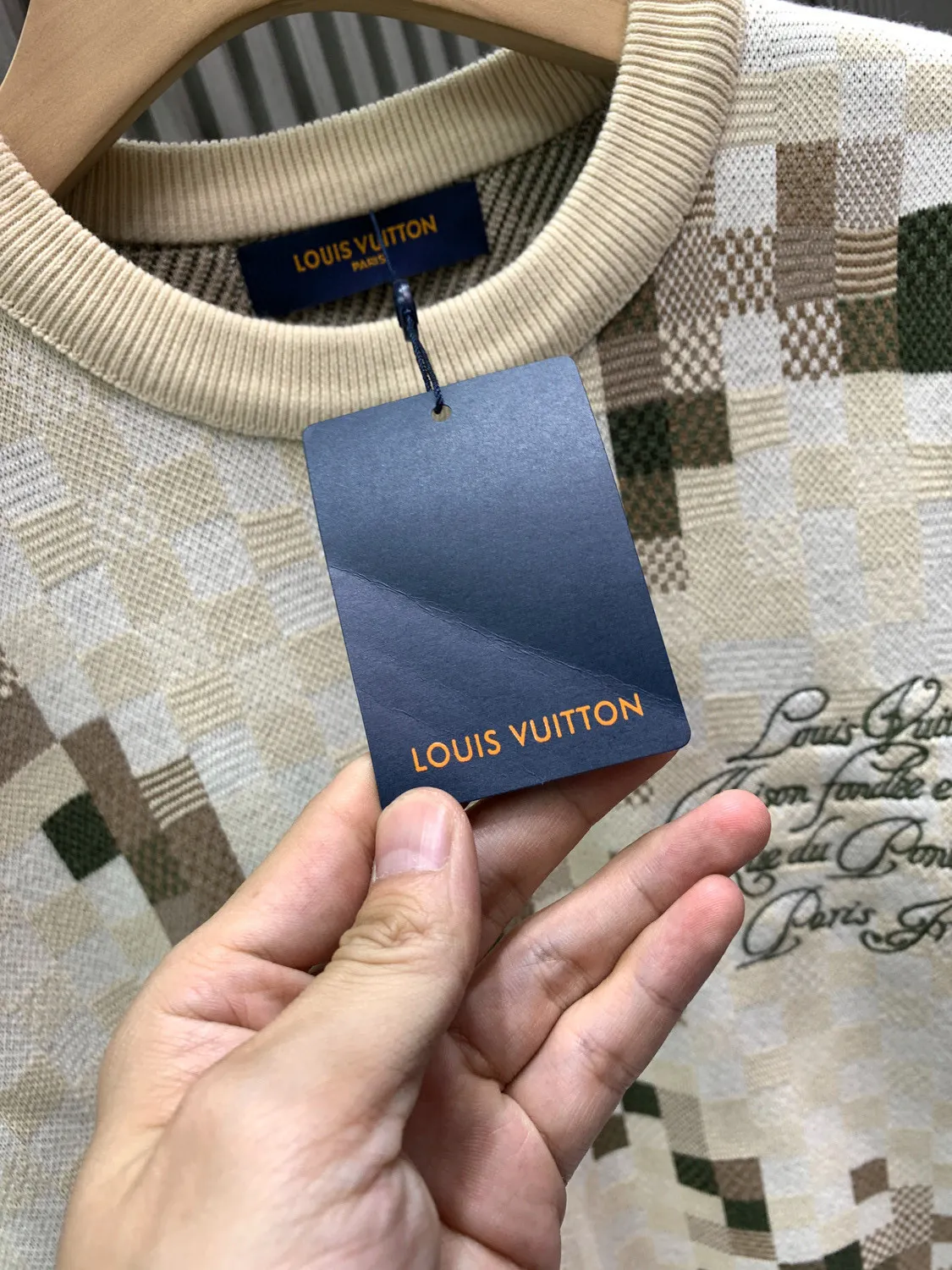 Damier Camouflage Intarsia Cotton Sweater D28014548 — view 5