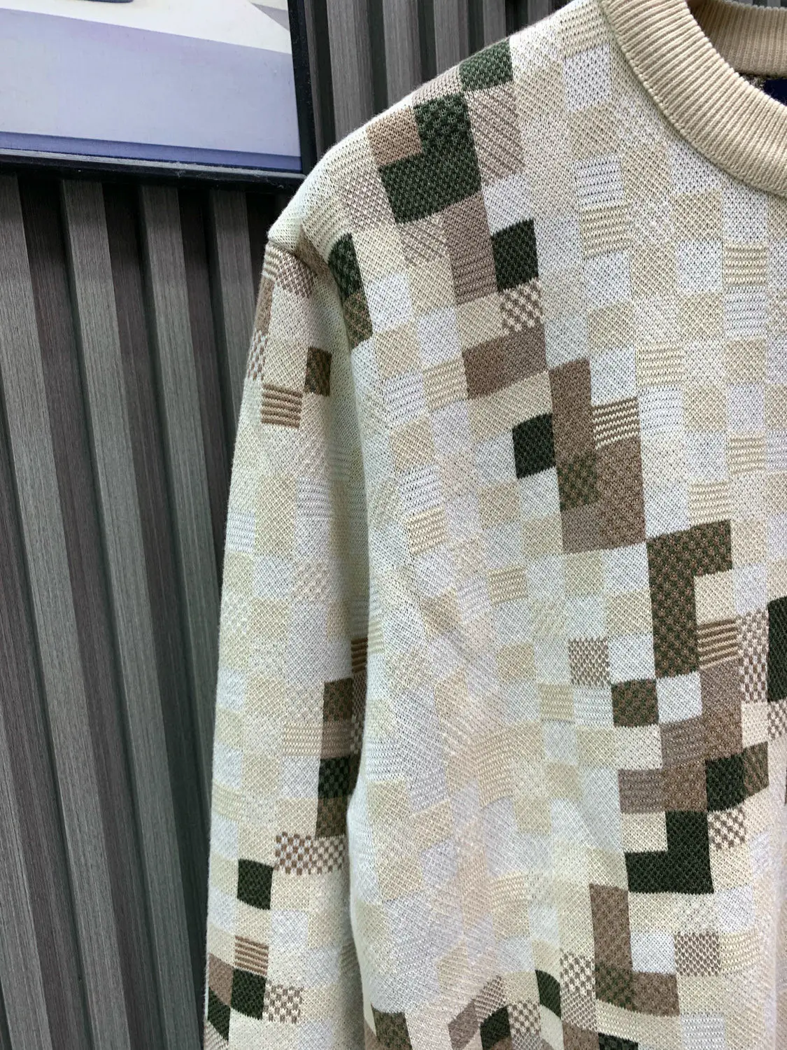 Damier Camouflage Intarsia Cotton Sweater D28014548 — view 9