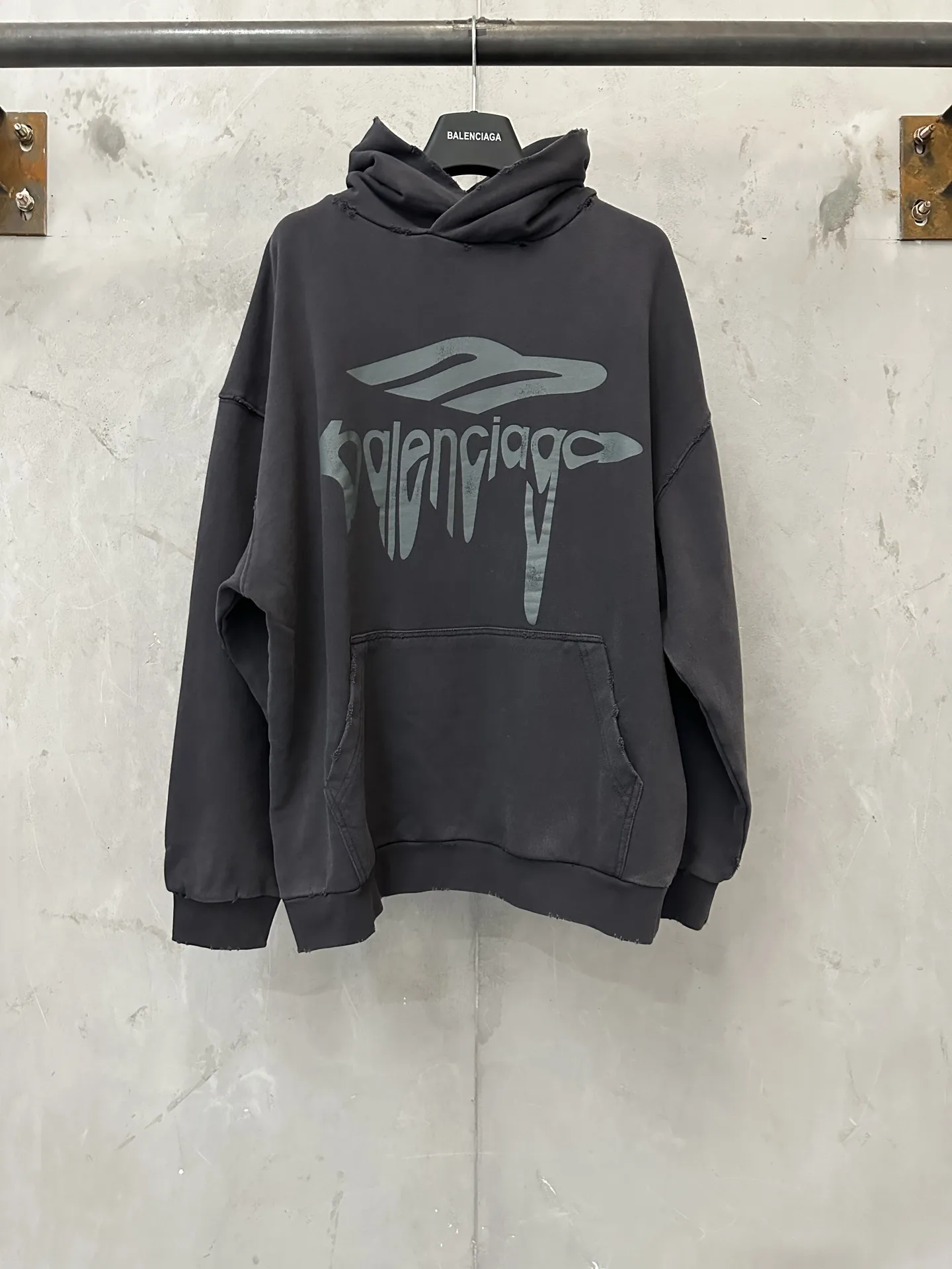 Logo Print Distressed Cotton-Jersey Hoodie D29020179