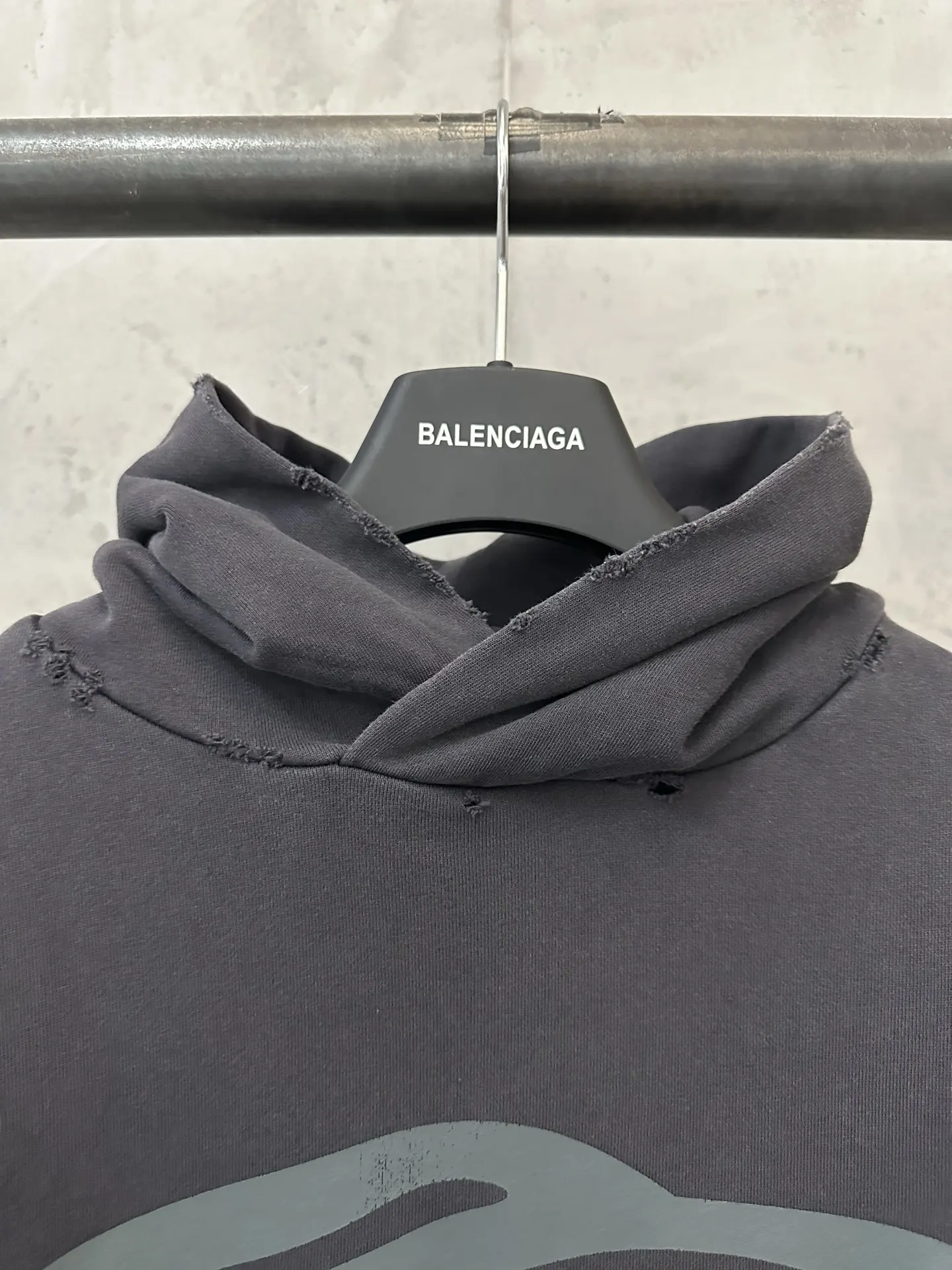 Logo Print Distressed Cotton-Jersey Hoodie D29020179 — view 5