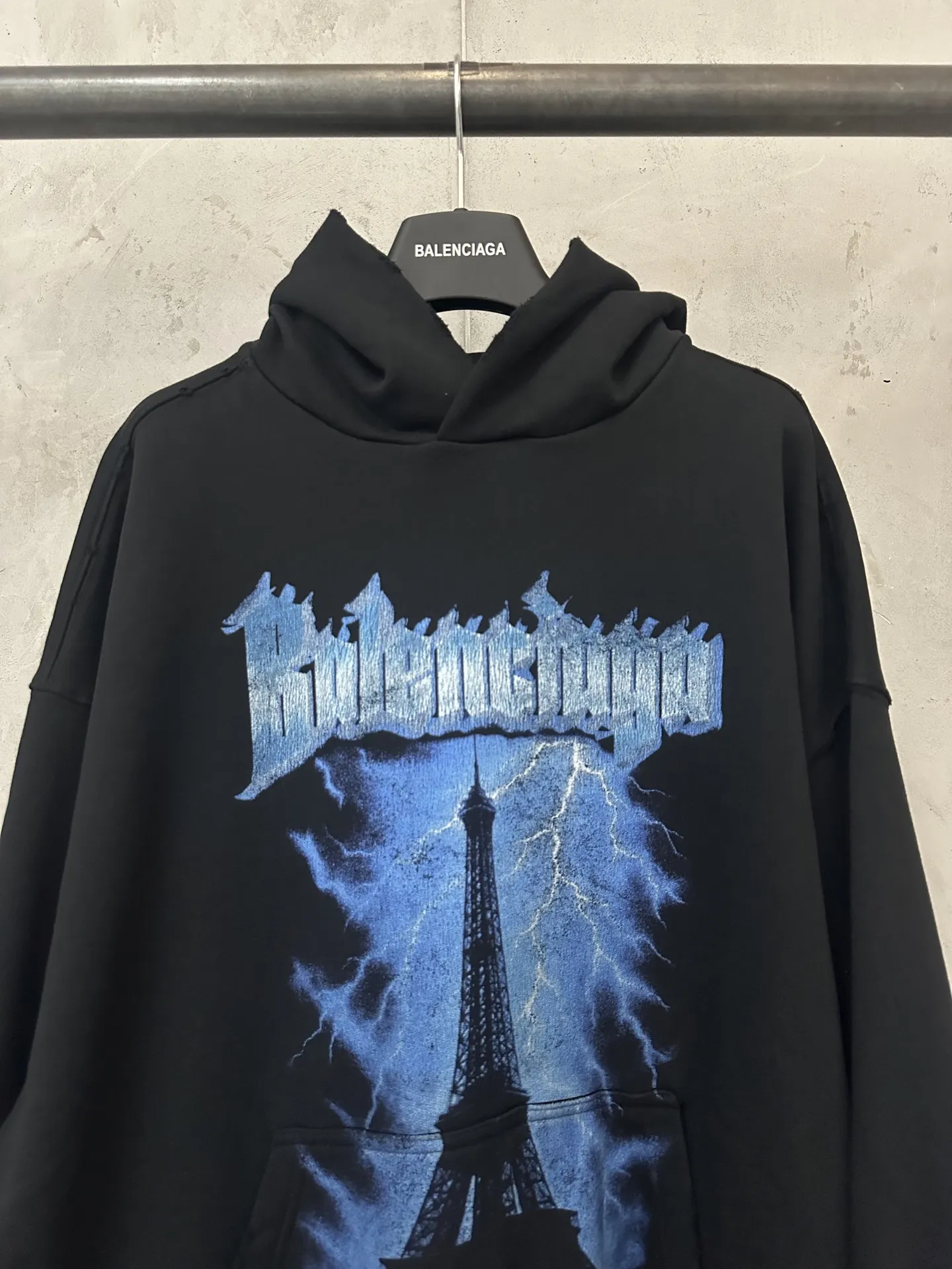 Eiffel Tower Lightning Print Oversized Hoodie D29025044 — view 3