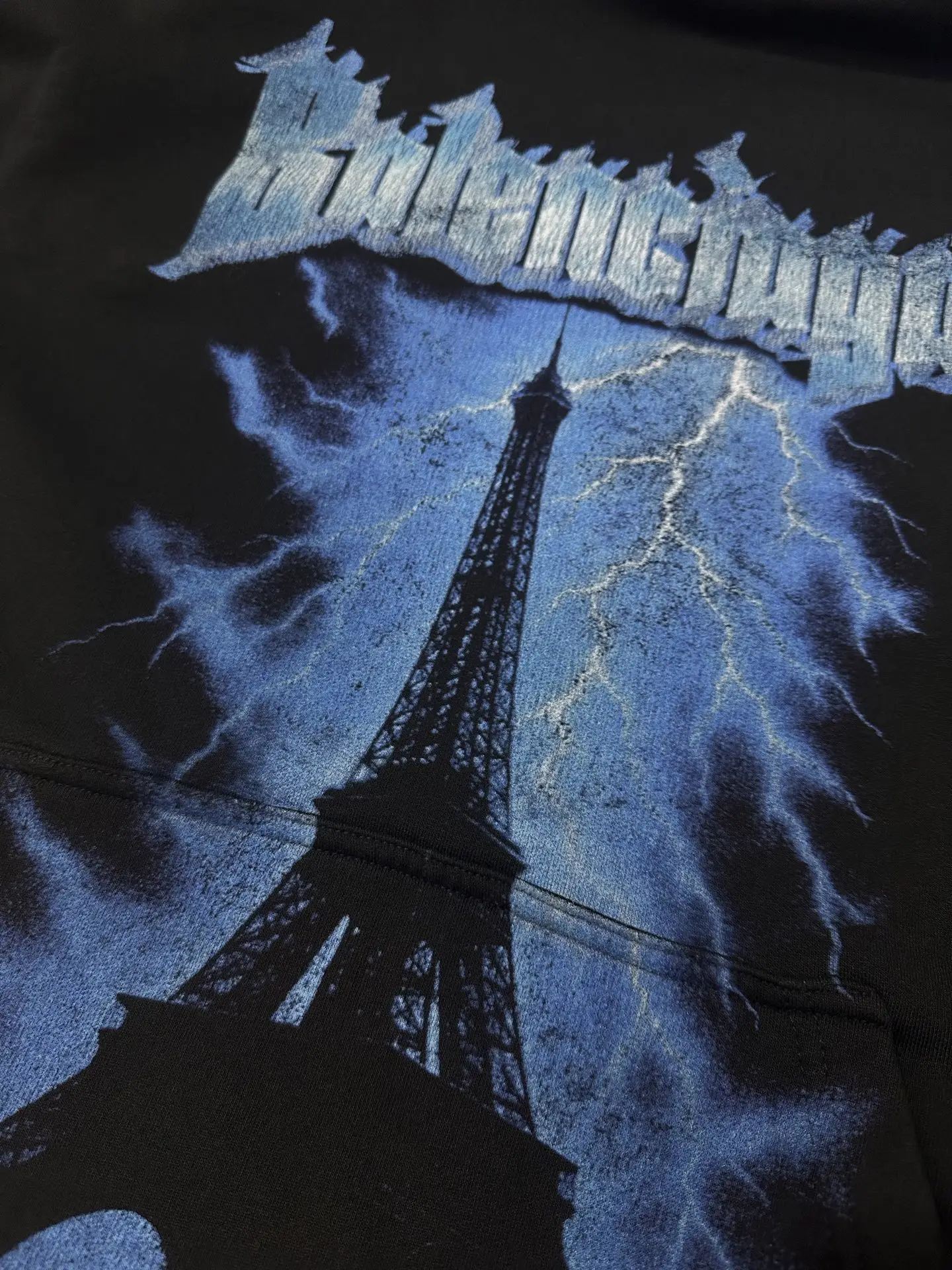 Eiffel Tower Lightning Print Oversized Hoodie D29025044 — view 7