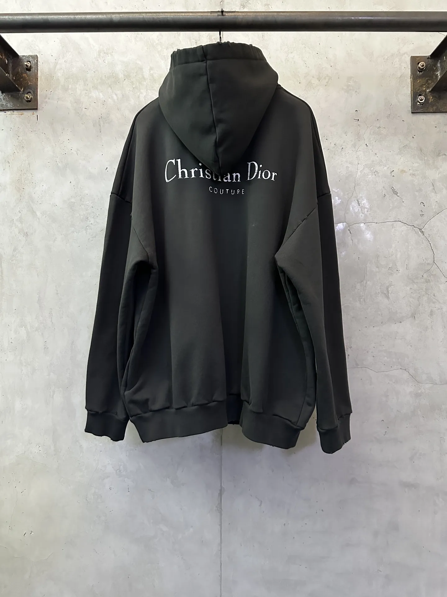 Distressed Logo-Print Cotton-Jersey Hoodie D29021834 — view 2