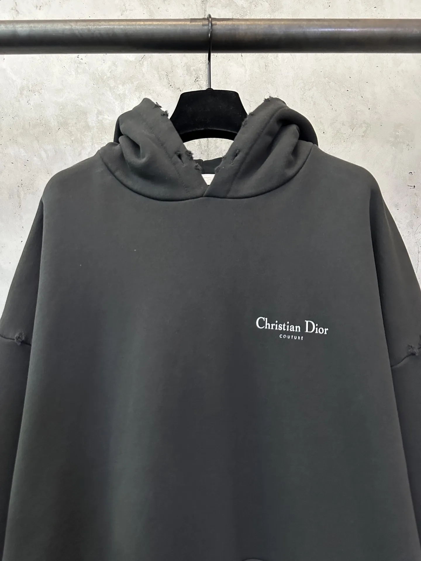 Distressed Logo-Print Cotton-Jersey Hoodie D29021834 — view 3