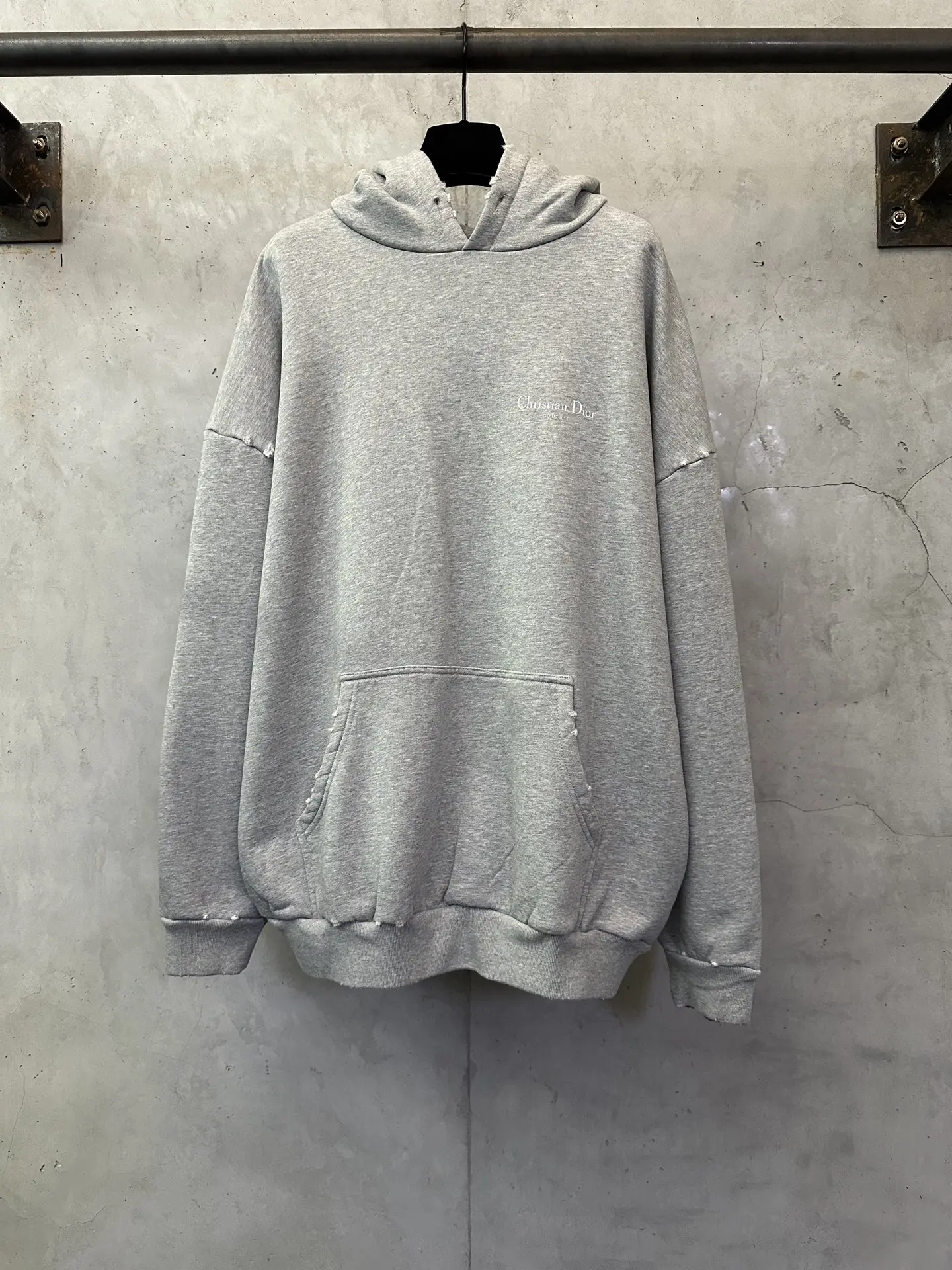 Logo Print Distressed Cotton-Jersey Hoodie D29021835