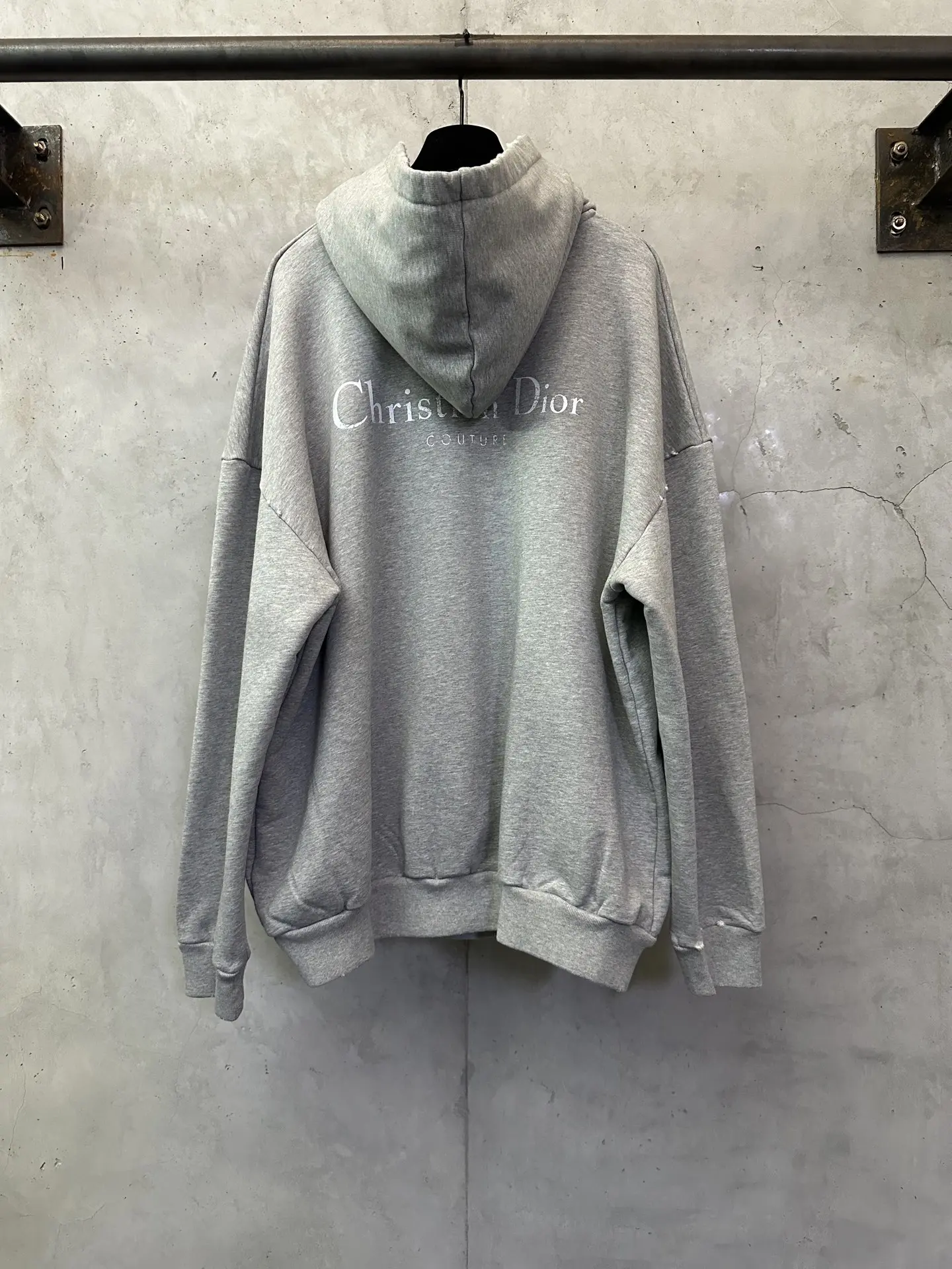 Logo Print Distressed Cotton-Jersey Hoodie D29021835 — view 2
