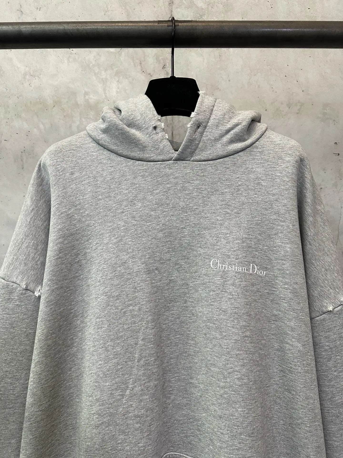 Logo Print Distressed Cotton-Jersey Hoodie D29021835 — view 3
