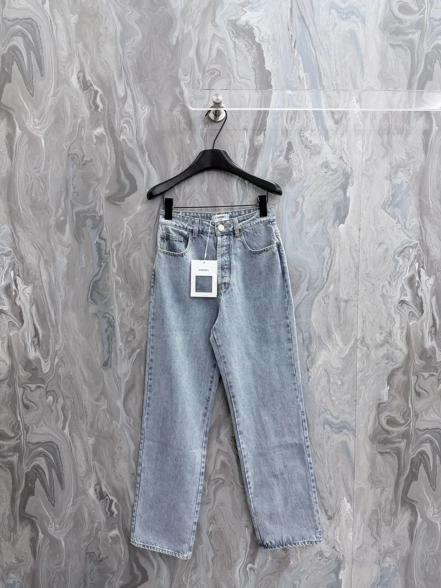 High-Rise Straight-Leg Acid Wash Jeans D29519136