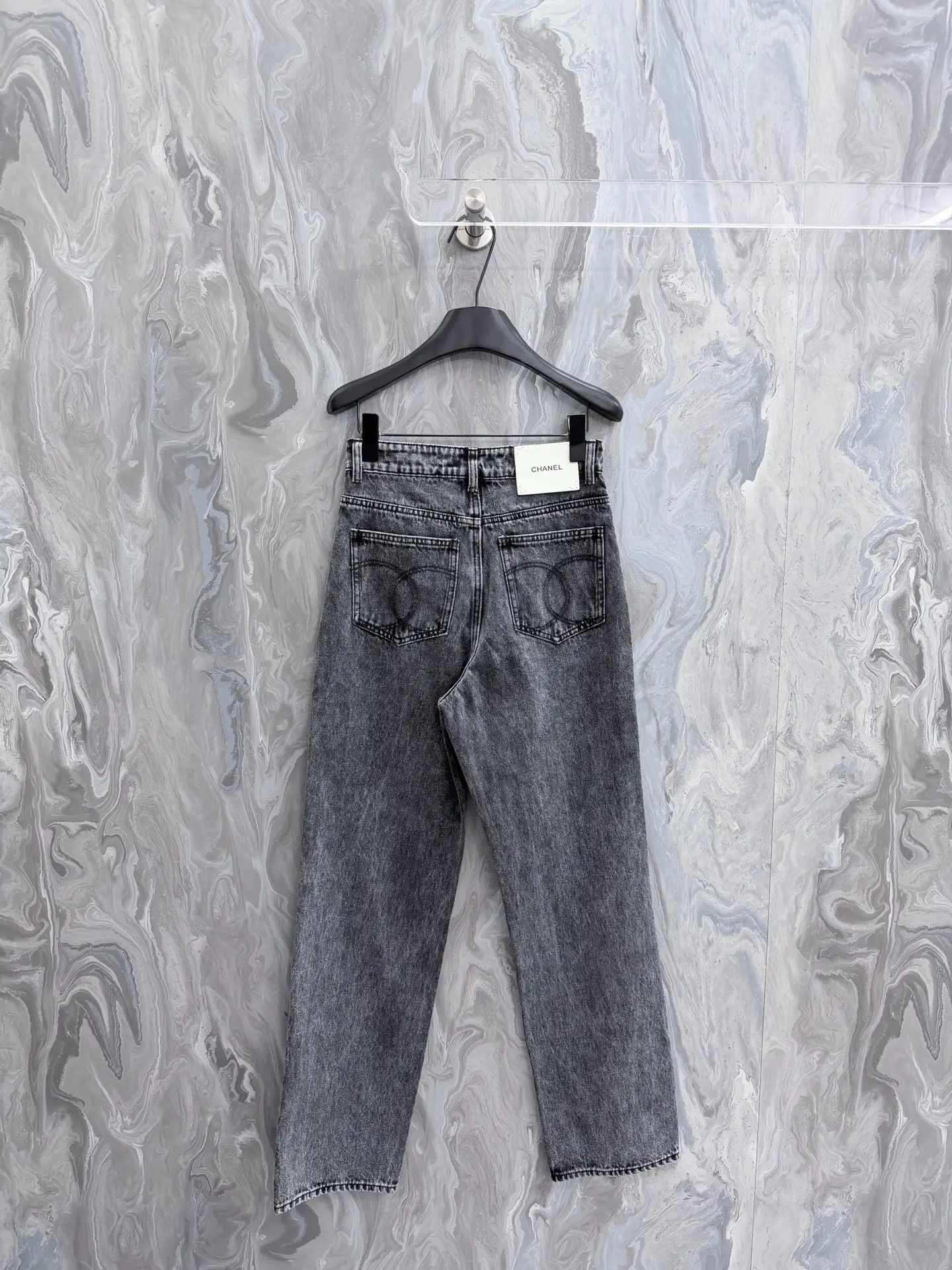 High-Waisted Straight-Leg Acid Wash Jeans D29519208 — view 2