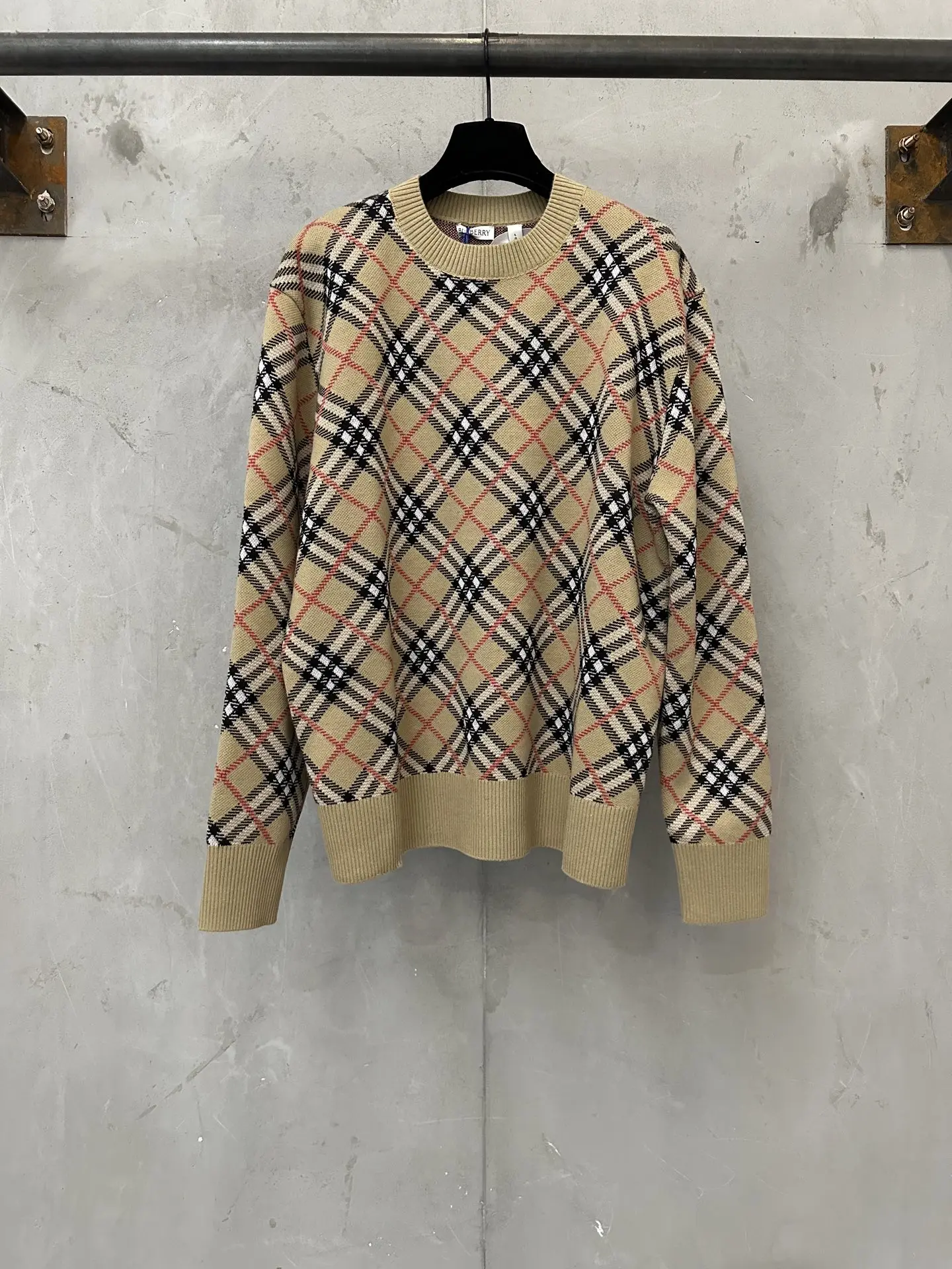Check Jacquard Wool-Blend Sweater D30024413