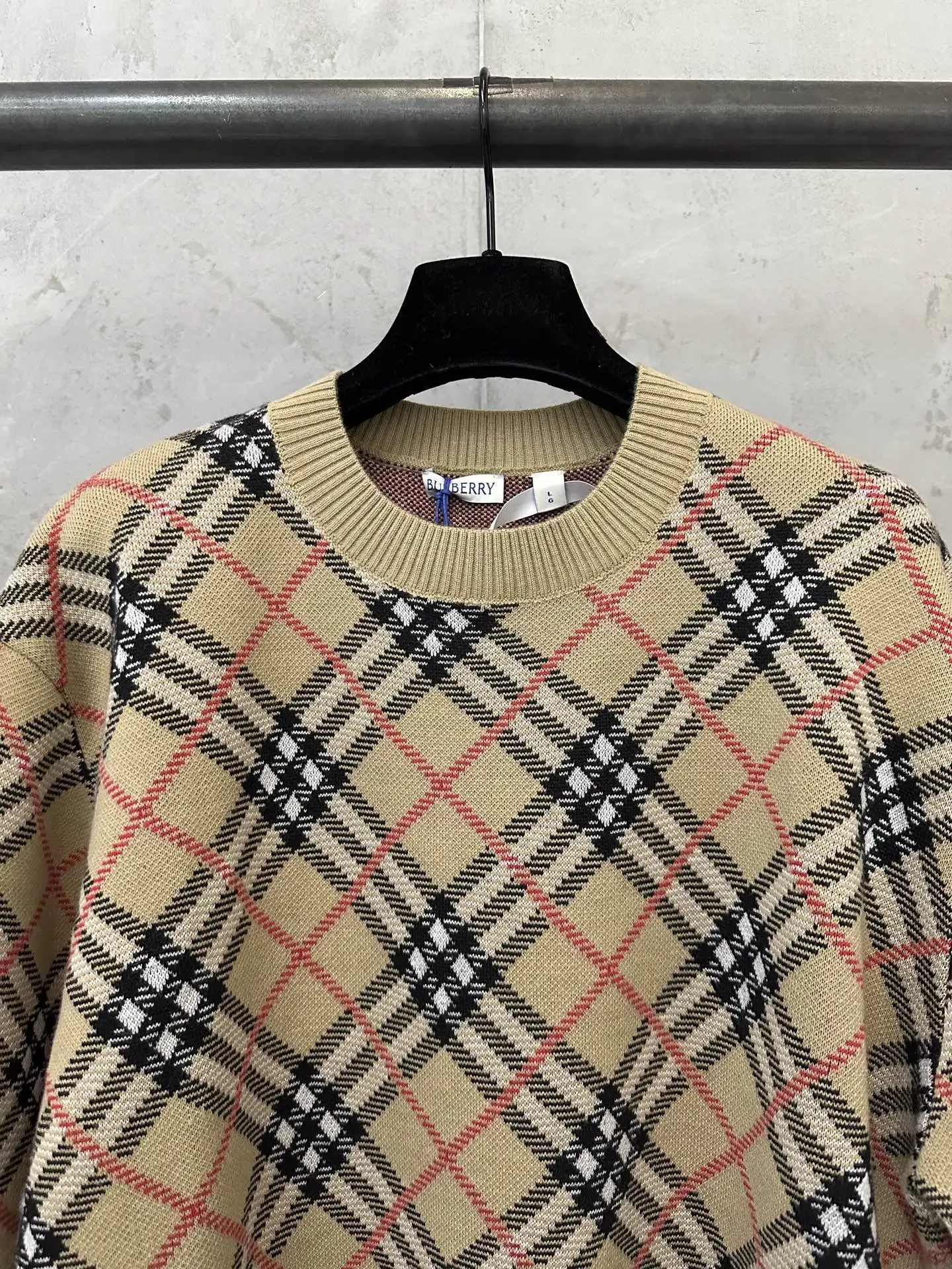 Check Jacquard Wool-Blend Sweater D30024413 — view 5