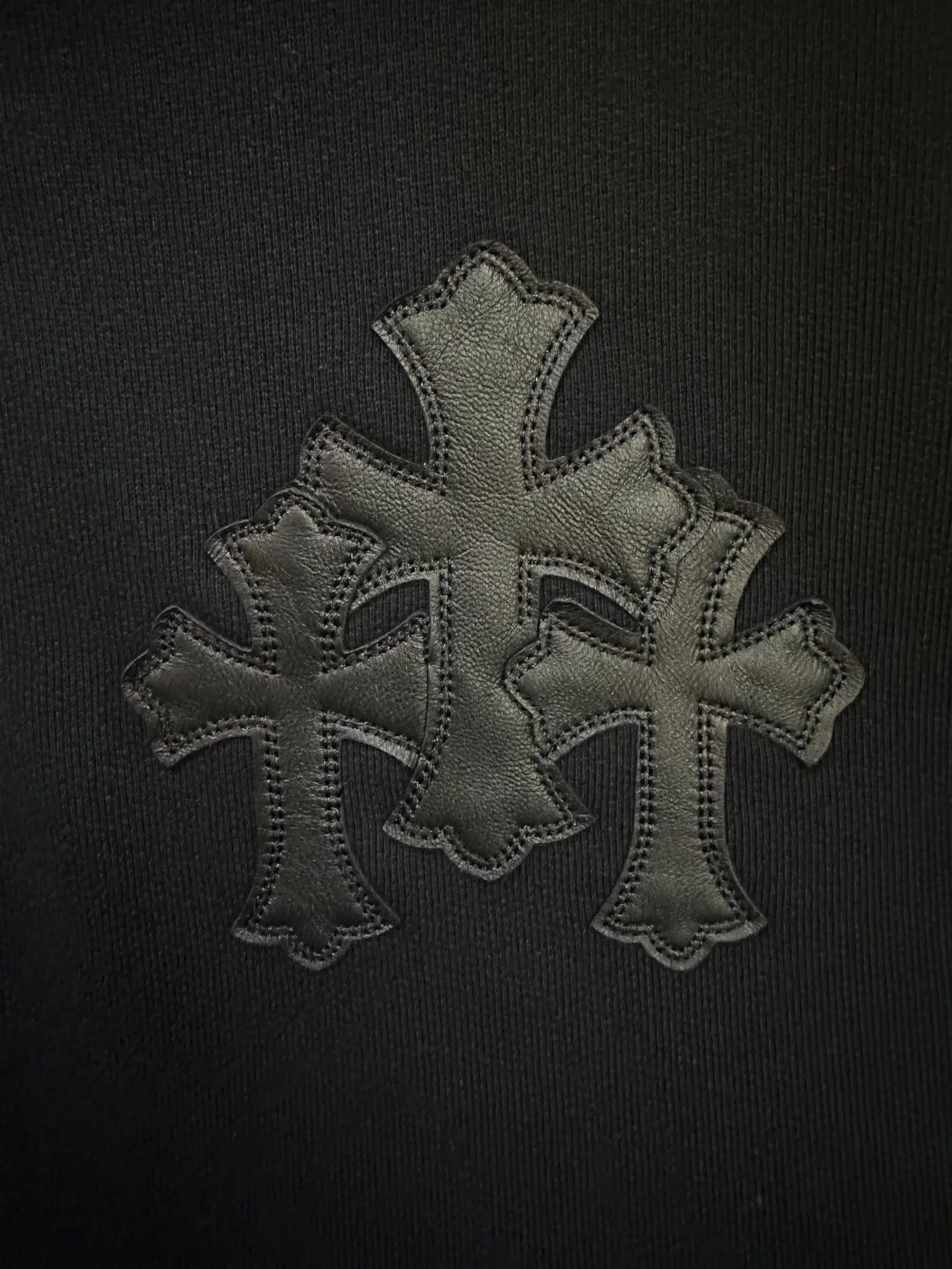 Chrome Hearts Leather Cross Patch Half-Zip Sweatshirt D30025046 — view 8