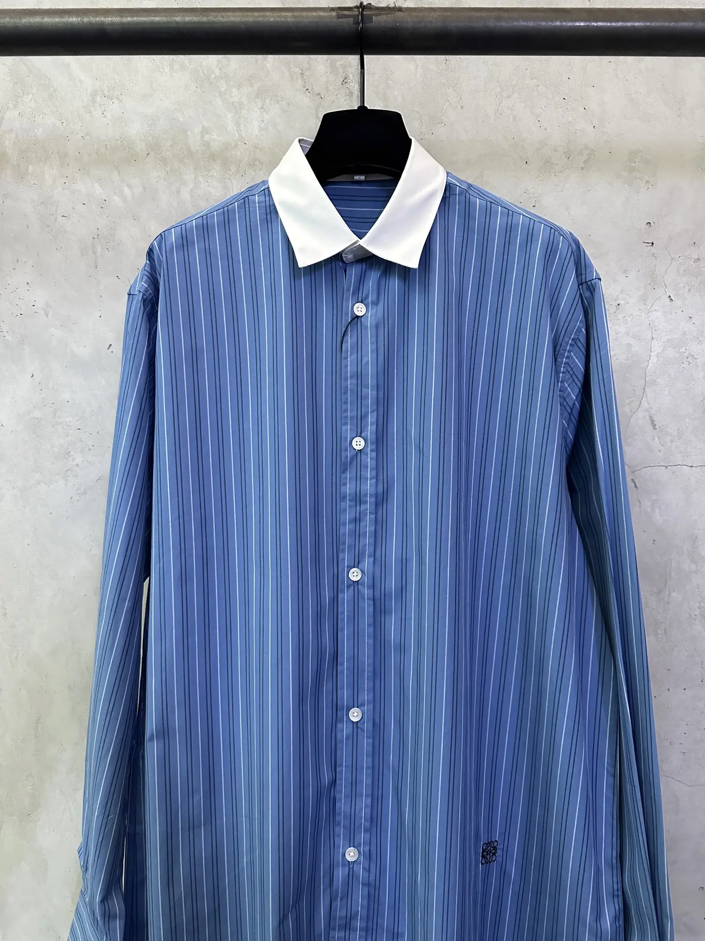Contrast Collar Striped Cotton Shirt D30015711 — view 3