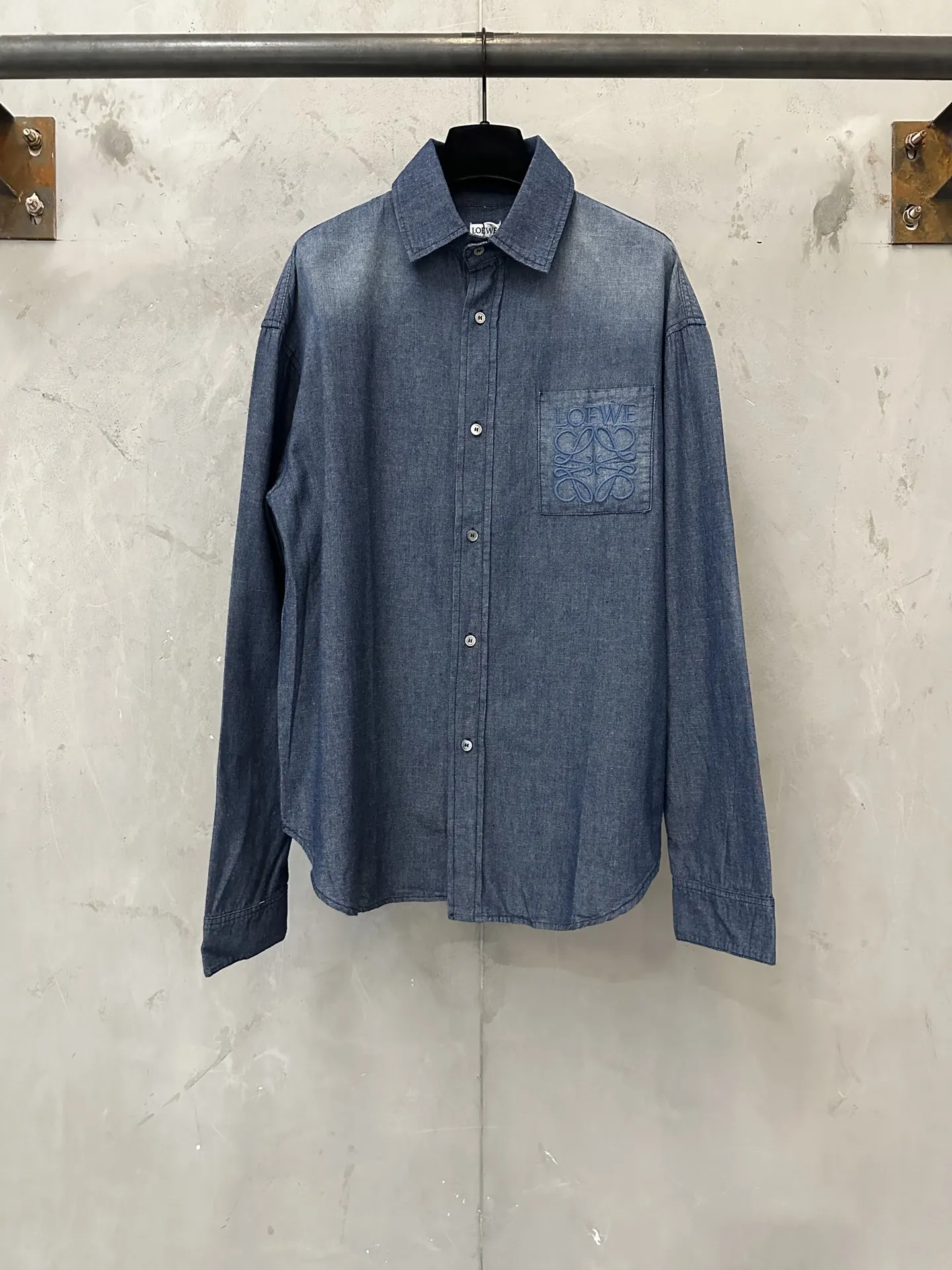 Anagram Embroidered Slub Cotton Denim Shirt D30021775