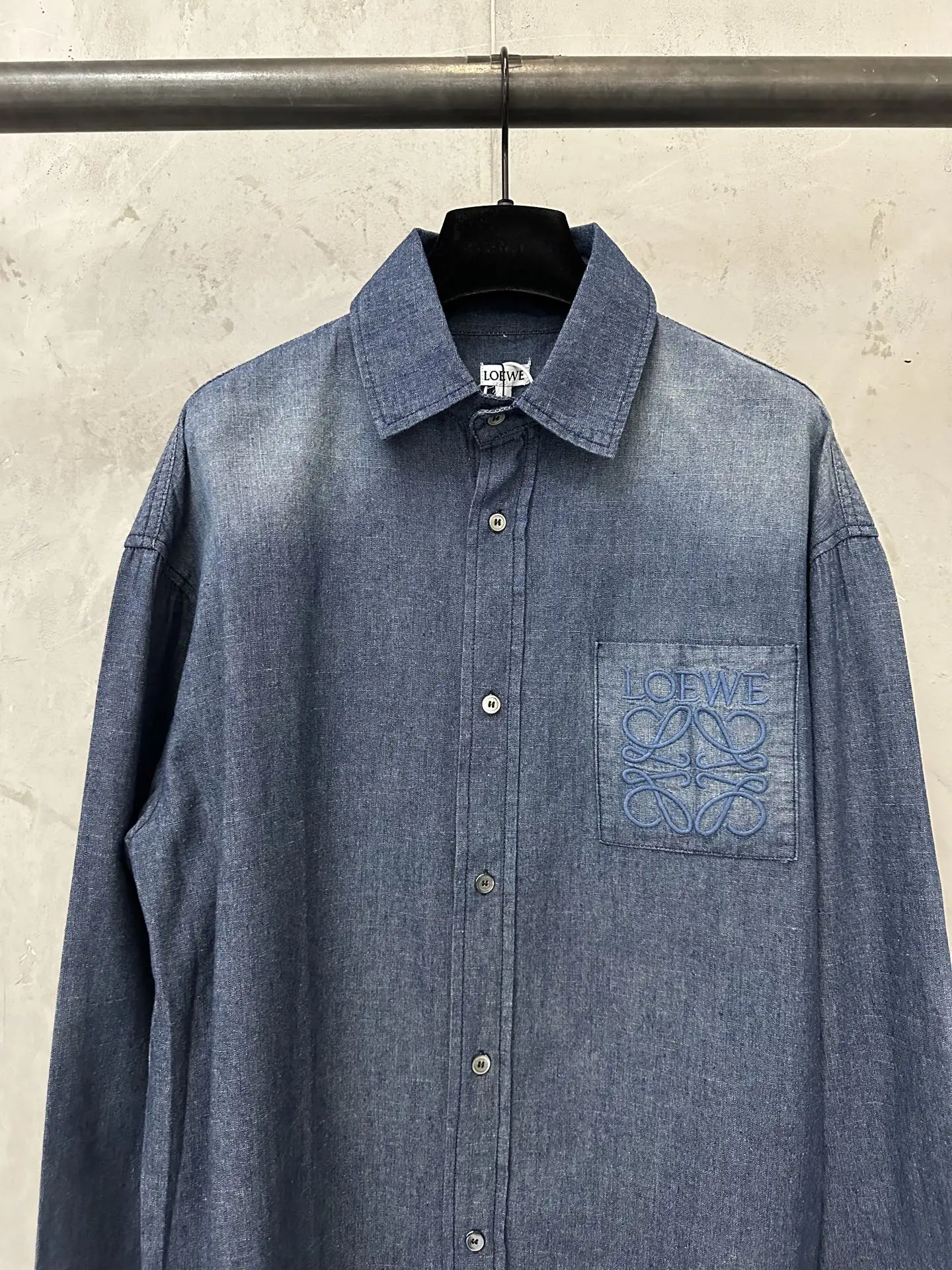 Anagram Embroidered Slub Cotton Denim Shirt D30021775 — view 3