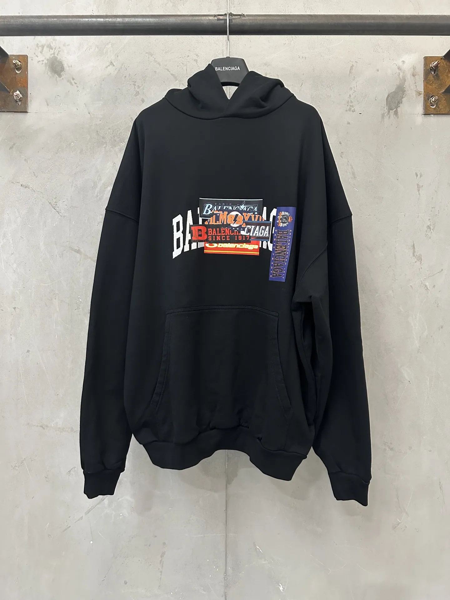 Sticker Stack Oversized Cotton Hoodie D31024453